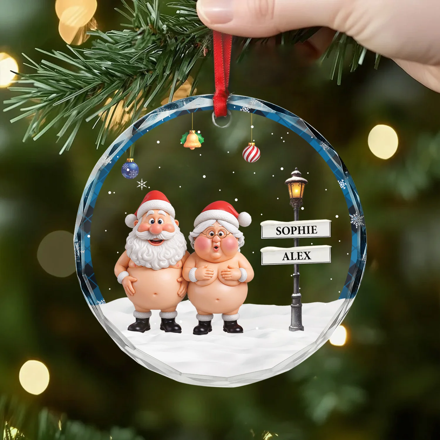 Ornement Noël En Verre Personnalisé - Couple Avec Humour - Image 2