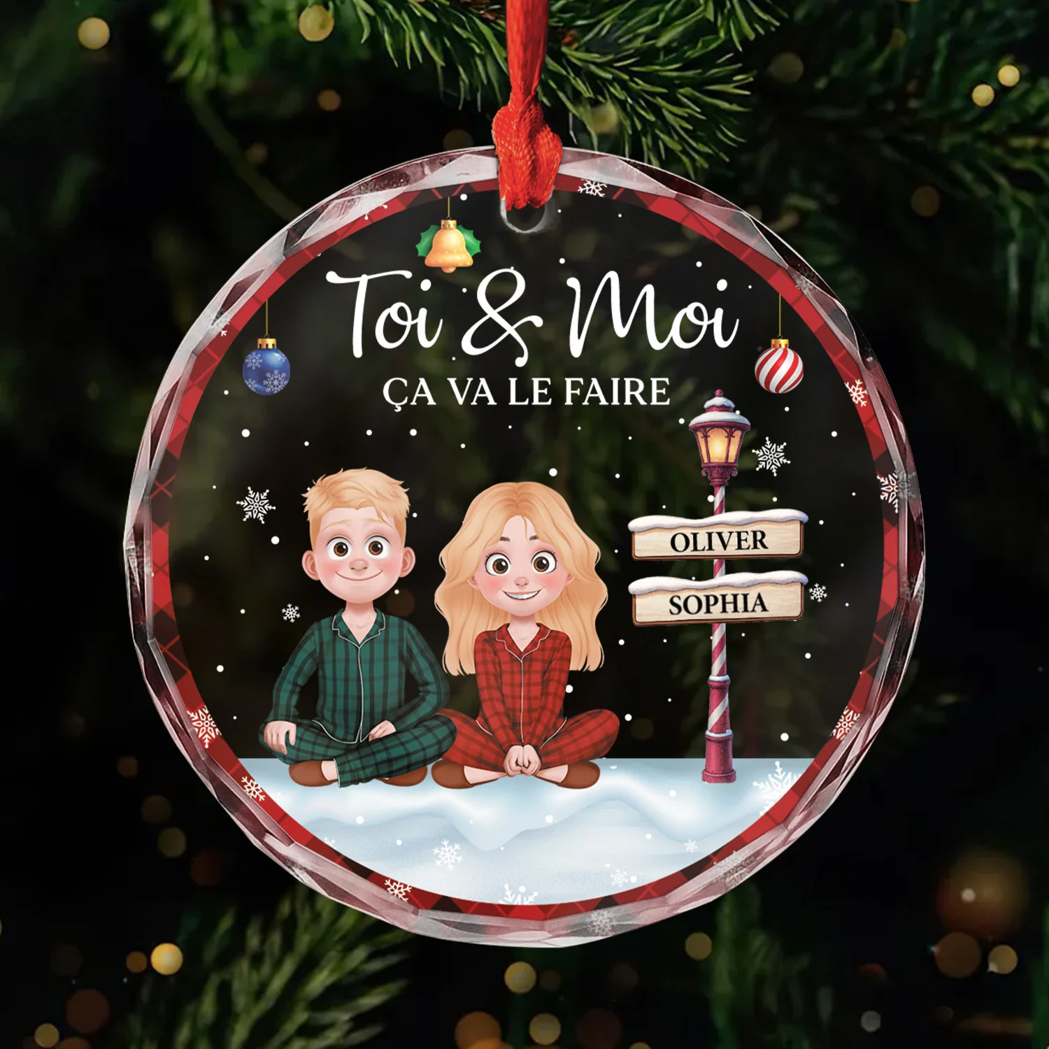 Ornement Noël En Verre Personnalisé Couple - Toi Et Moi