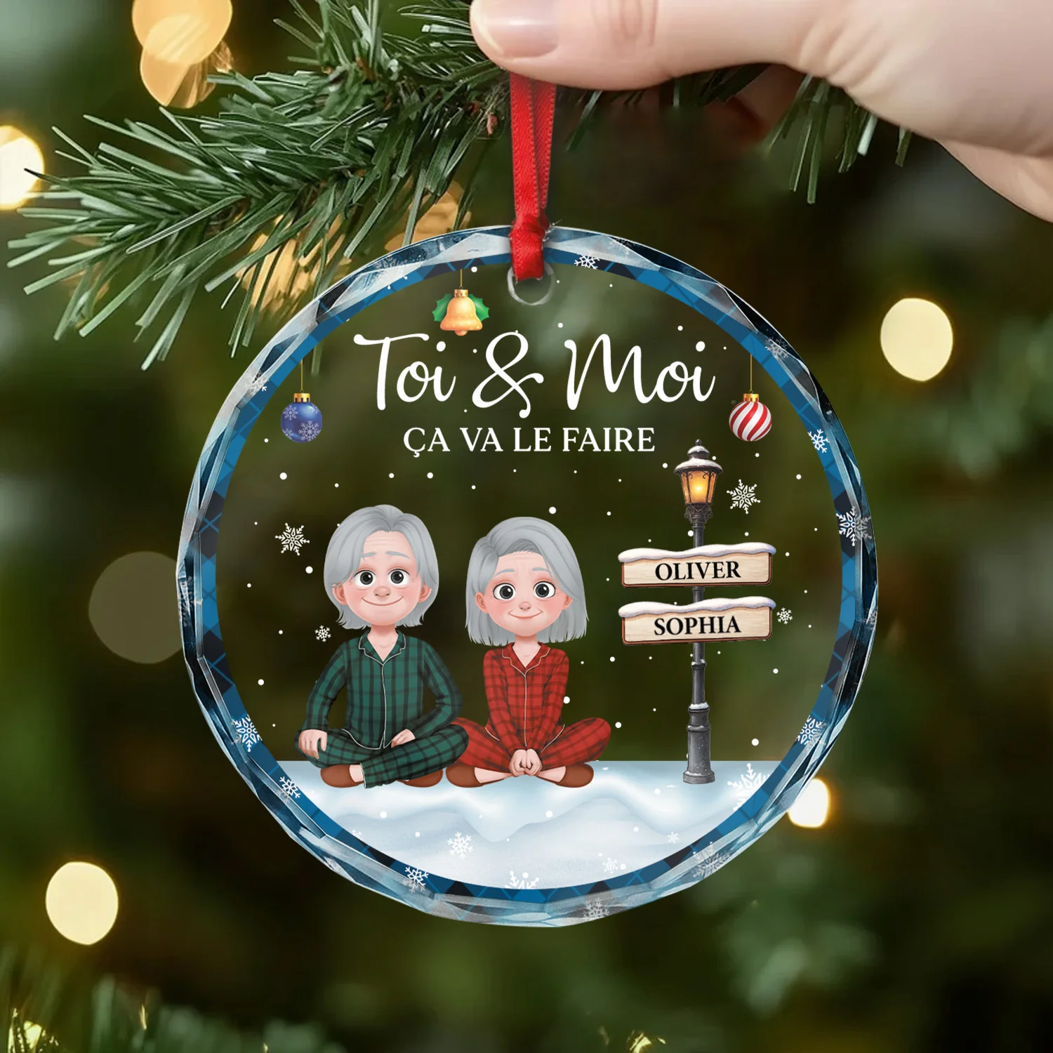 Ornement Noël En Verre Personnalisé Couple - Toi Et Moi - Image 2
