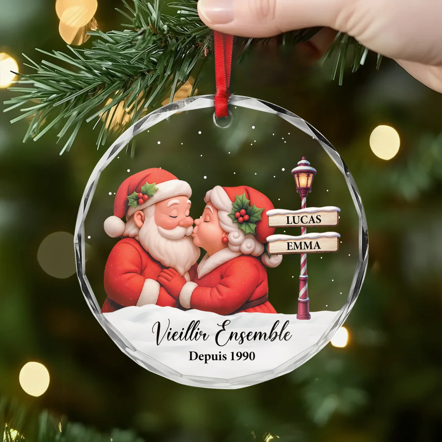 Ornement Noël En Verre Personnalisé Couple - Vieillir Ensemble - Image 2