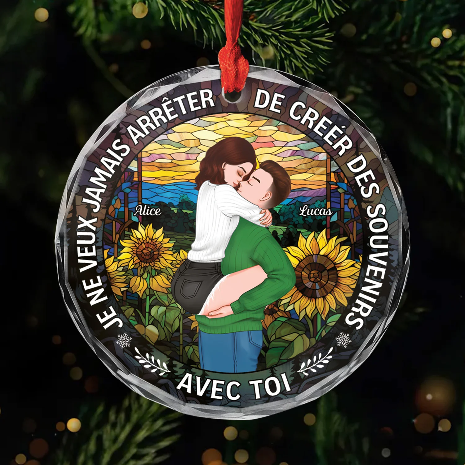 Ornement Noël En Verre Personnalisé Couple - Créer Des Souvenirs Avec Toi