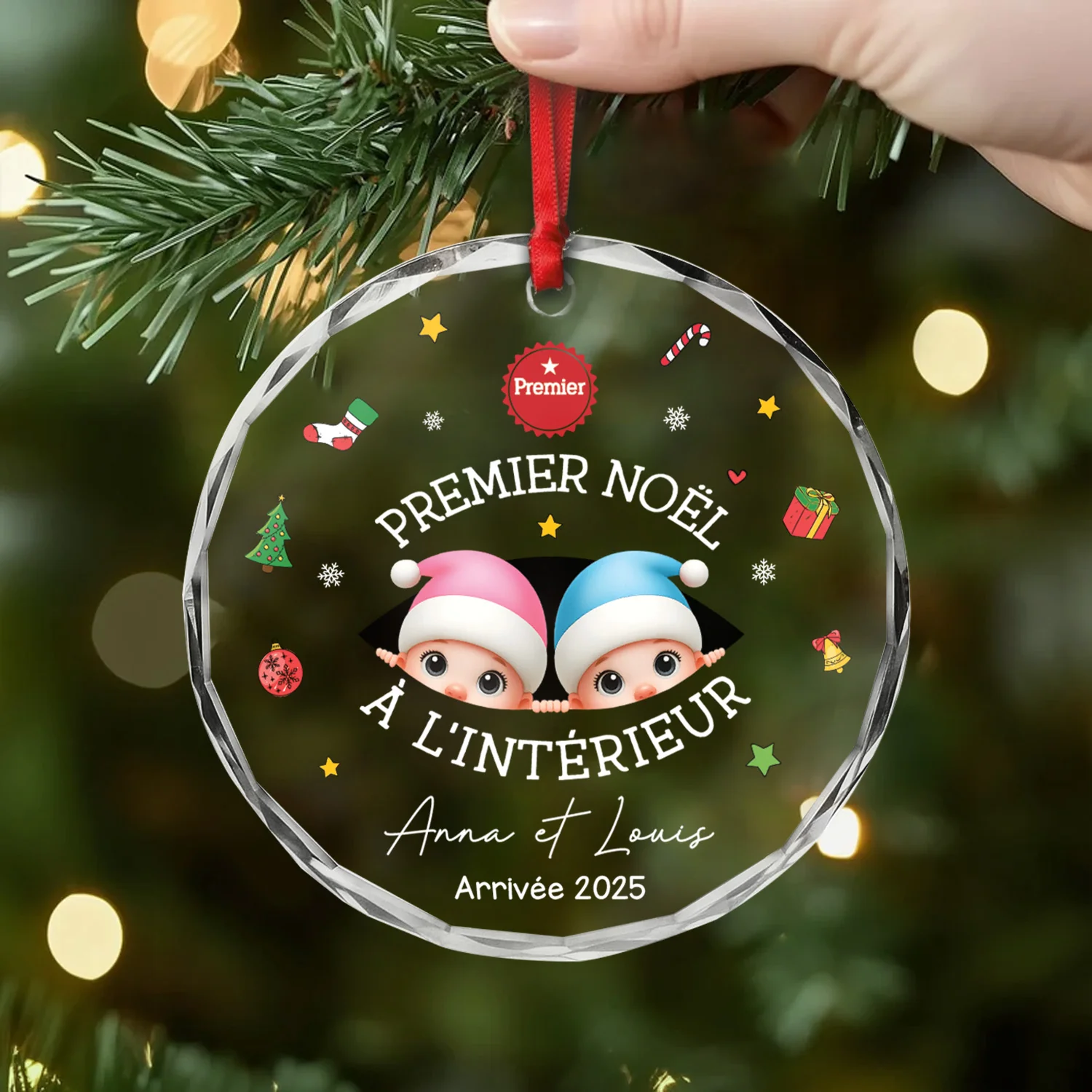 Ornement Noël En Verre Personnalisé Enfant - Mon Premier Noël À L'intérieur - Image 2
