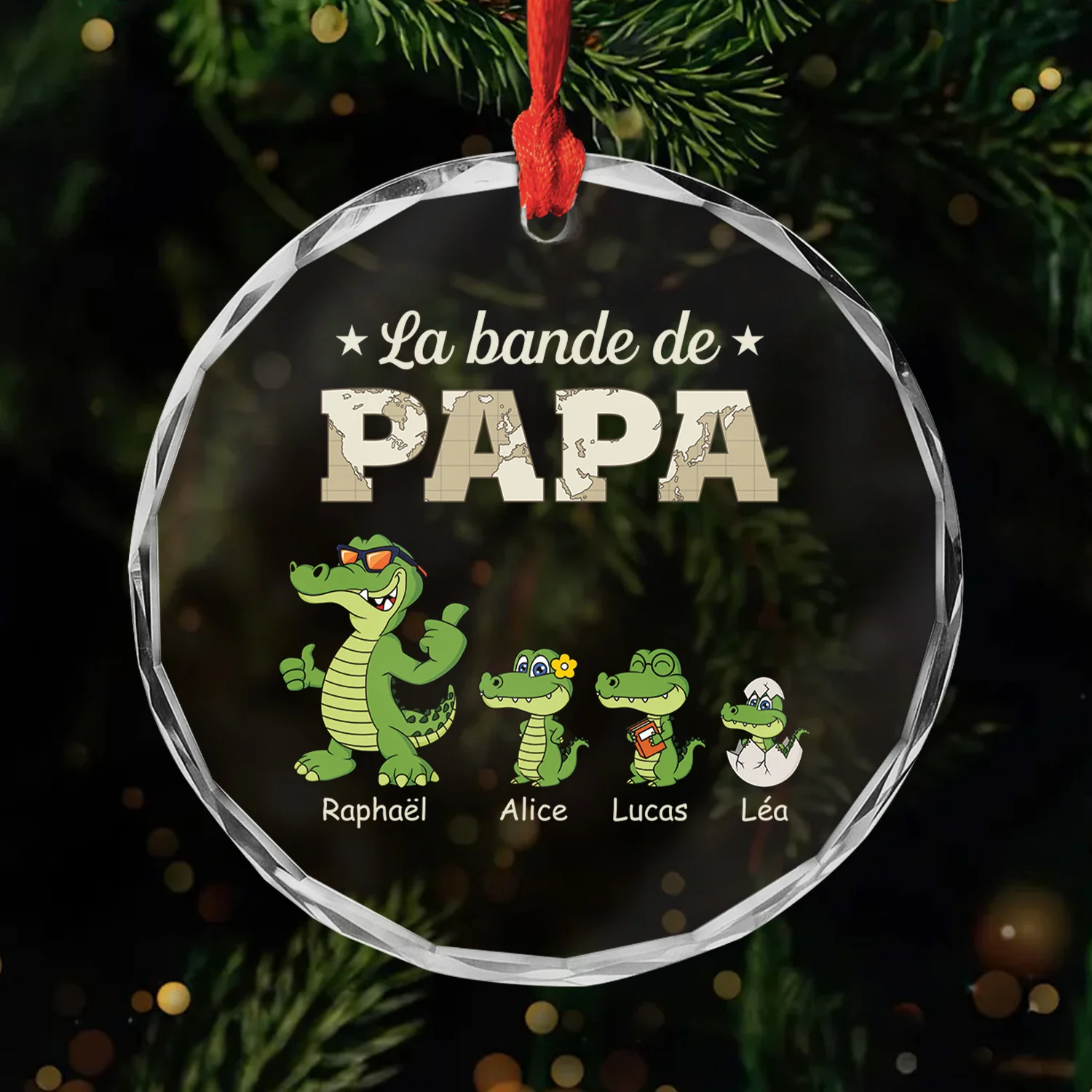 Ornement Noël En Verre Personnalisé - La Bande À Papa Crocodile