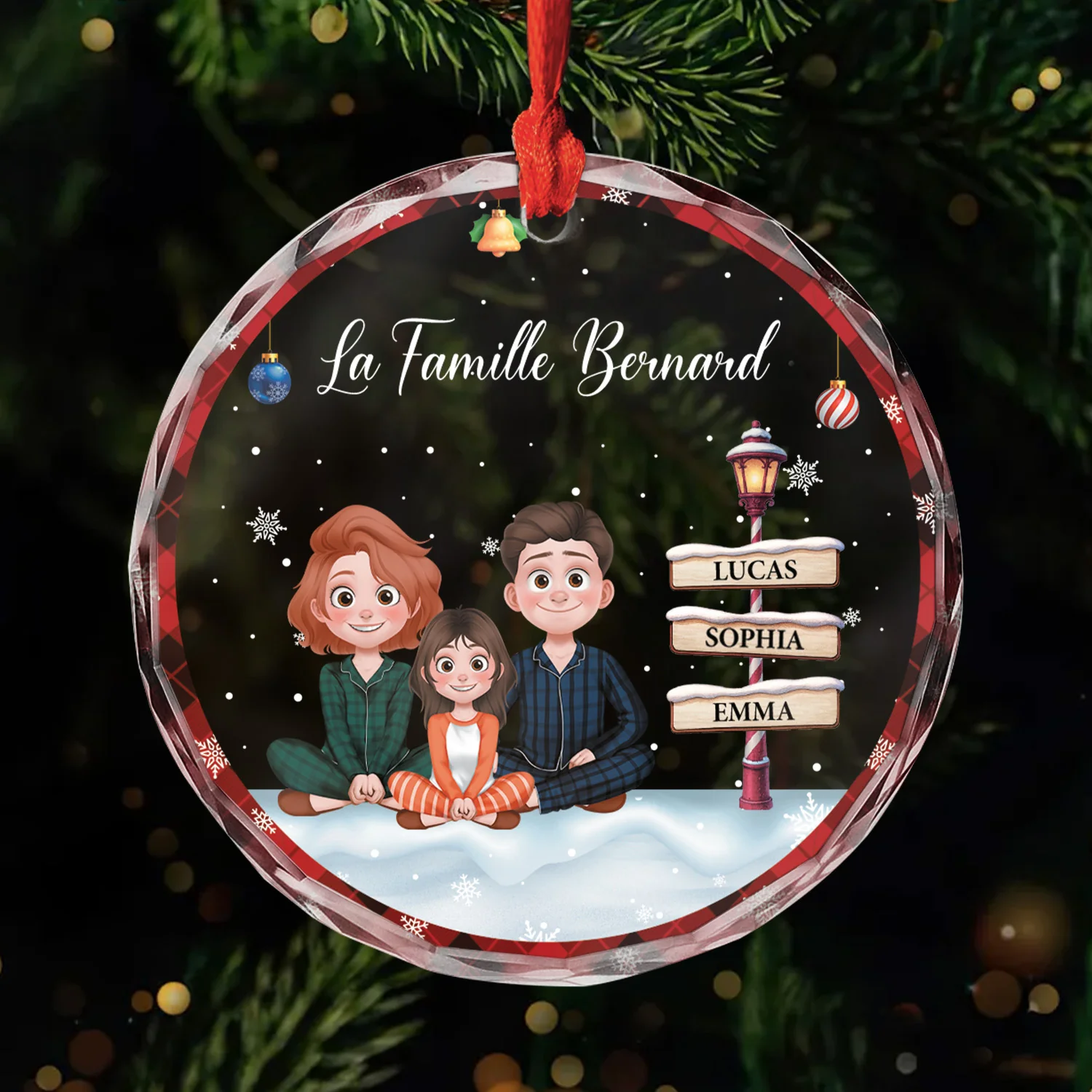 Ornement Noël En Verre Personnalisé - La Famille