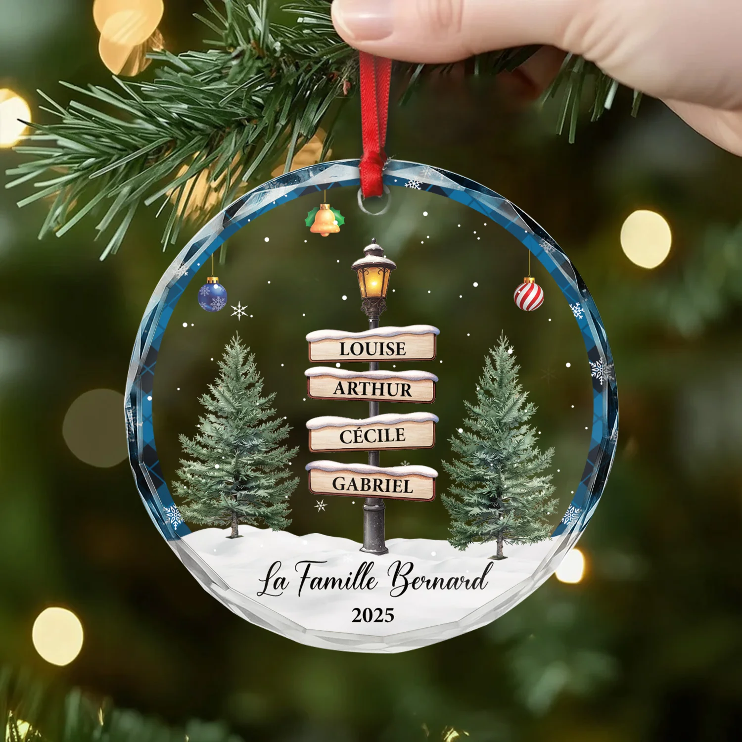 Ornement Noël En Verre Personnalisé - Notre Lampadaire Noël Famille - Image 2