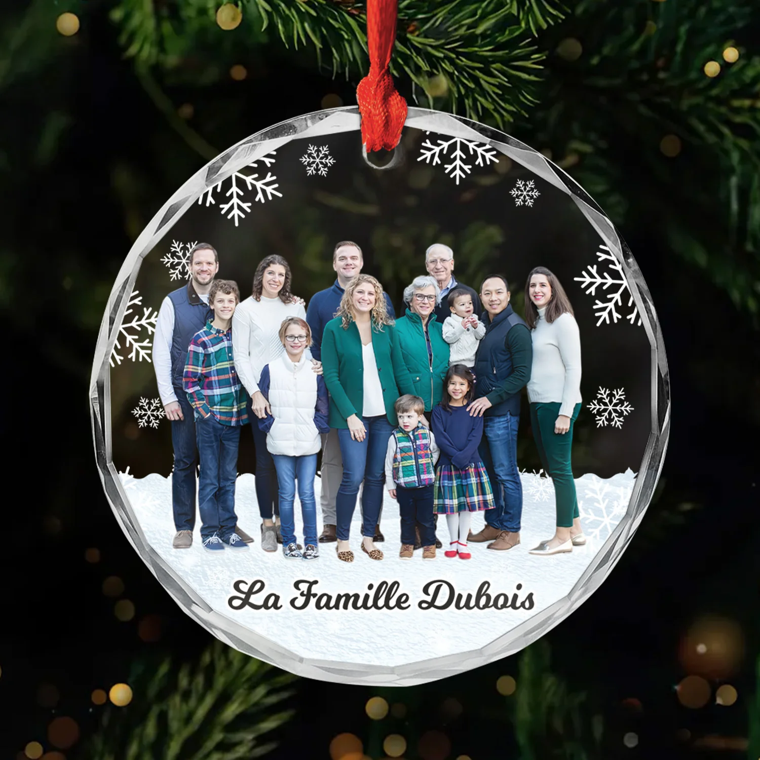 Ornement Noël En Verre Personnalisé - Photo De Toute La Famille