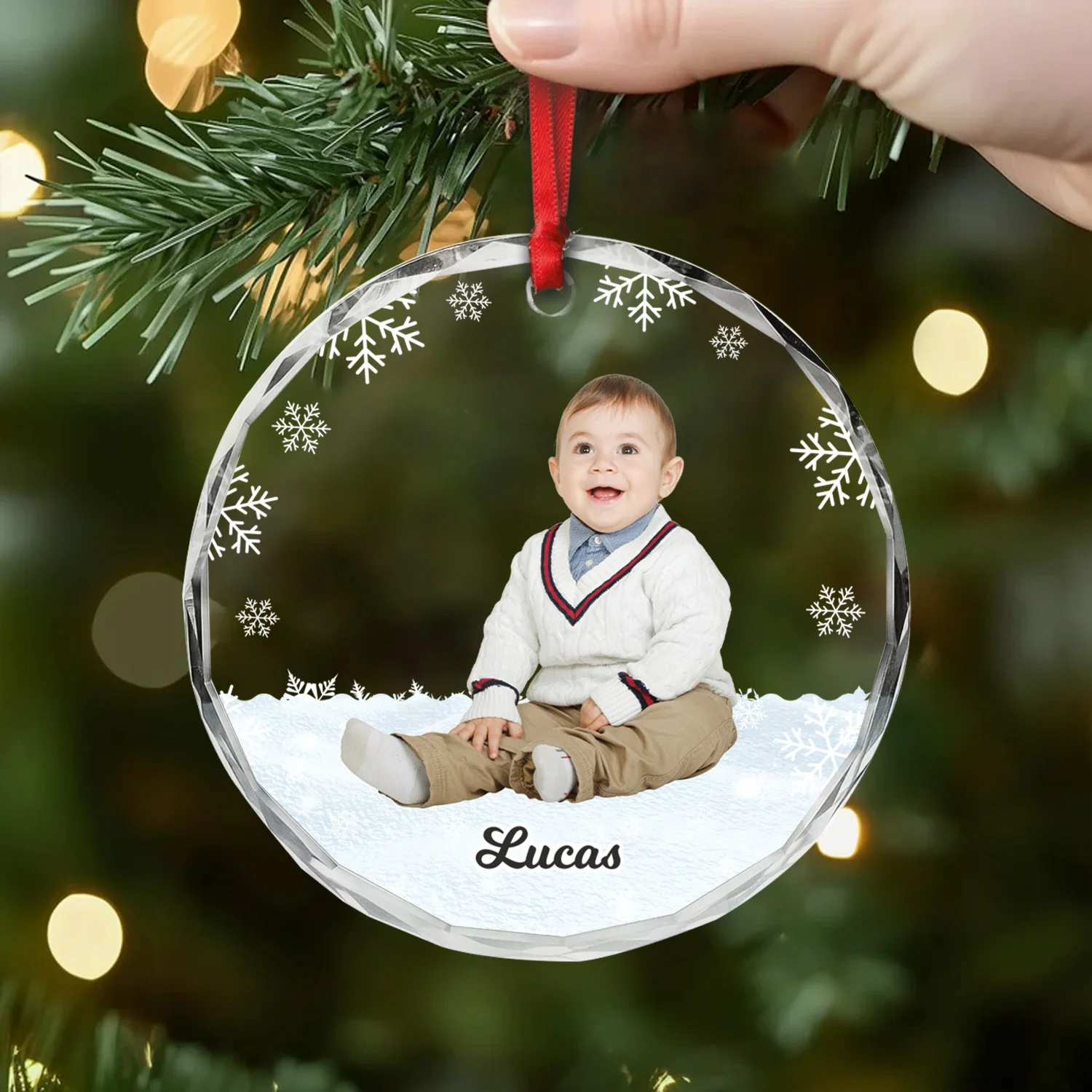 Ornement Noël En Verre Personnalisé - Photo De Toute La Famille - Image 2