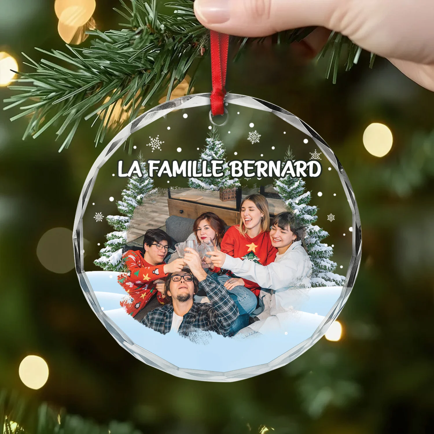 Ornement Noël En Verre Personnalisé Photo Famille - Notre Famille - Image 2