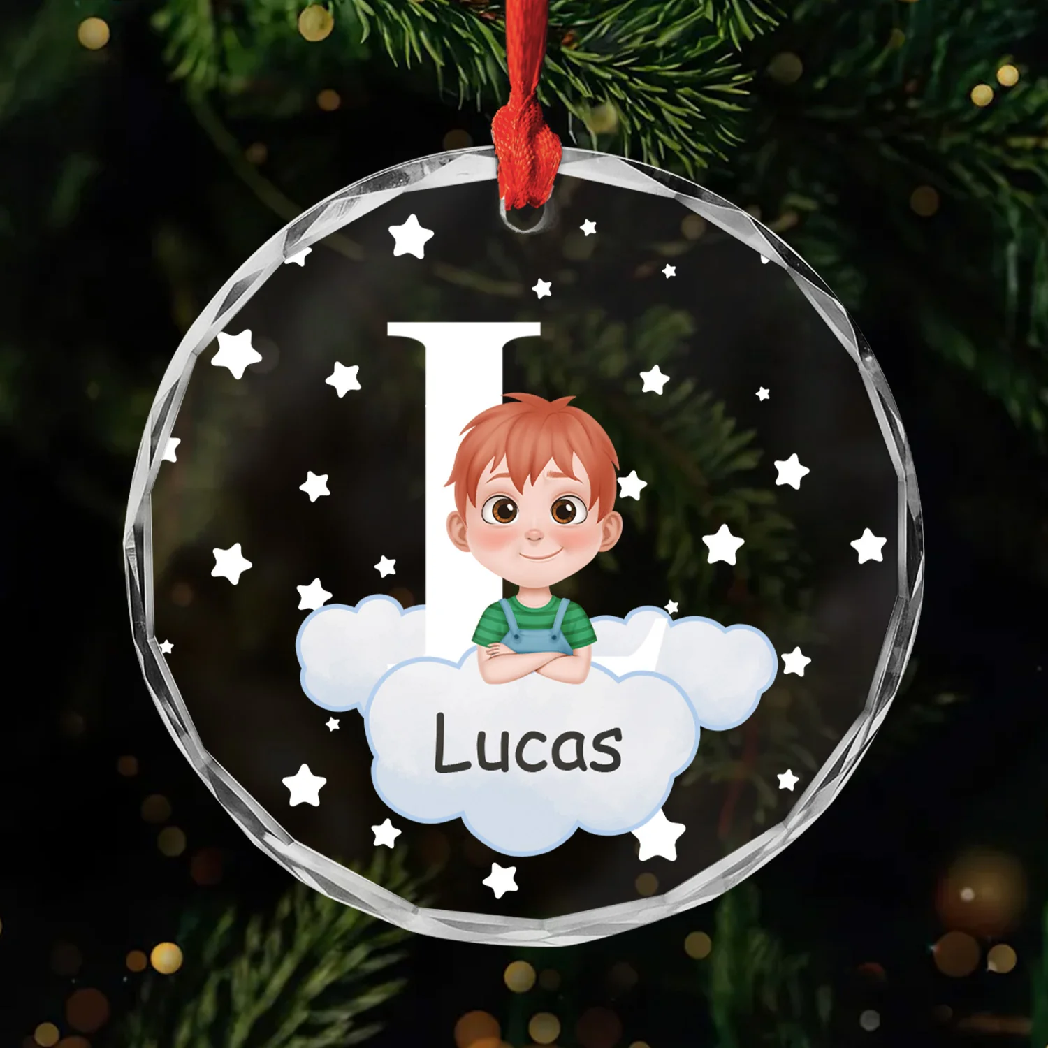 Ornement Noël En Verre Personnalisé Pour Enfant Et Animal - Sur Le Ciel