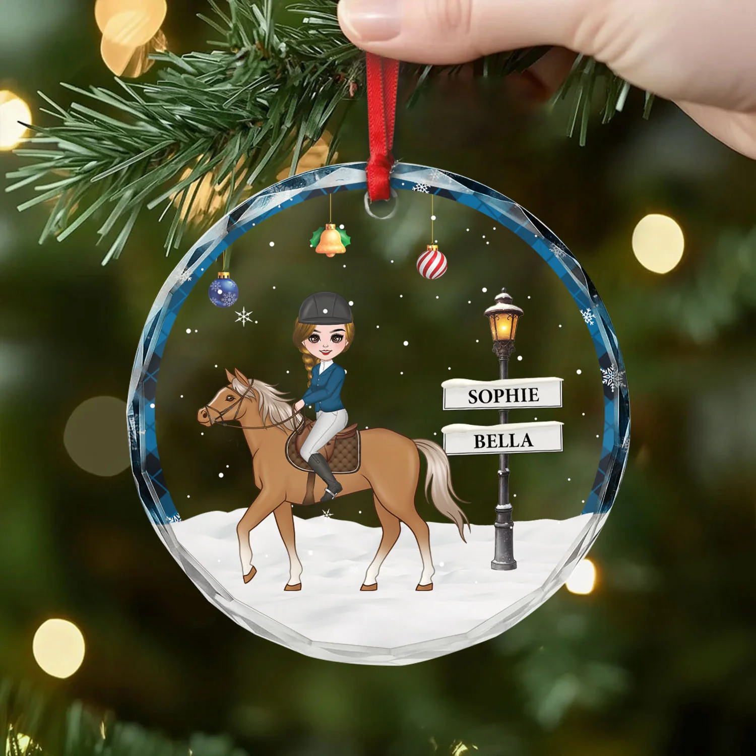 Ornement Noël En Verre Personnalisé Pour Femme - Fille Et Son Cheval - Image 2