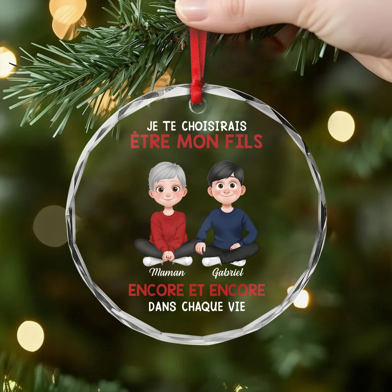 Ornement Noël En Verre Personnalisé Pour Fille Et Fils - Je Te Choisirais Pour Être Ma Fille - Image 2