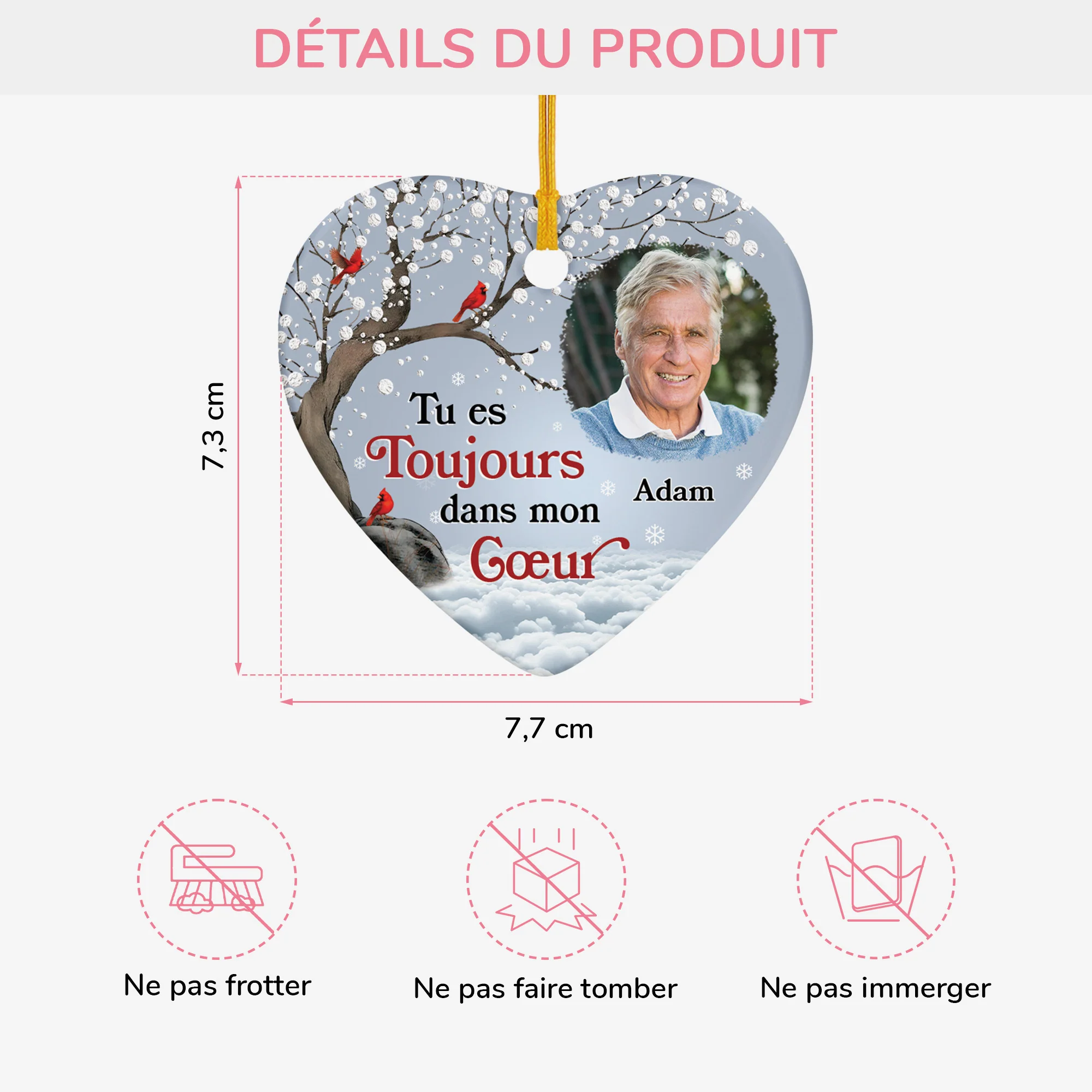Ornement Personnalisé Commémoratif Avec Photo - Tu Est Toujours Dans Mon Cœur - Image 3
