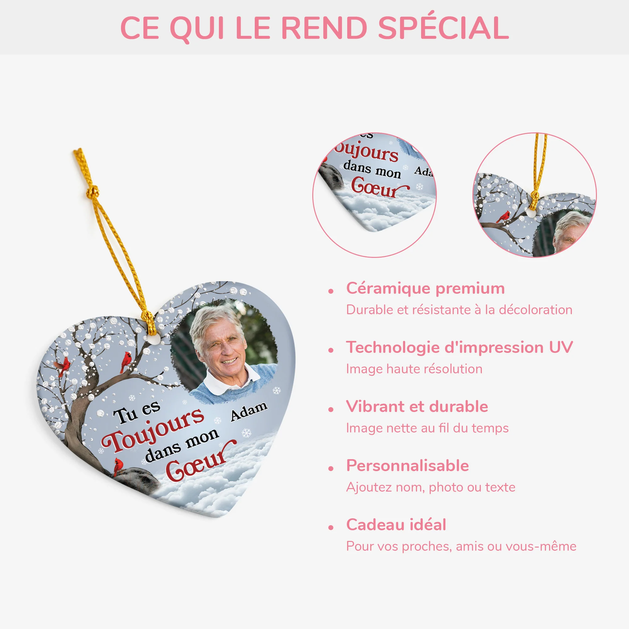 Ornement Personnalisé Commémoratif Avec Photo - Tu Est Toujours Dans Mon Cœur - Image 4