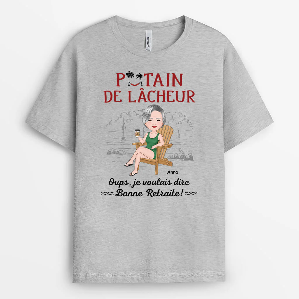 Tee Shirt Humour Personnalisé – Oups Je Voulais Dire Bonne Retraite | Version Homme - Image 2