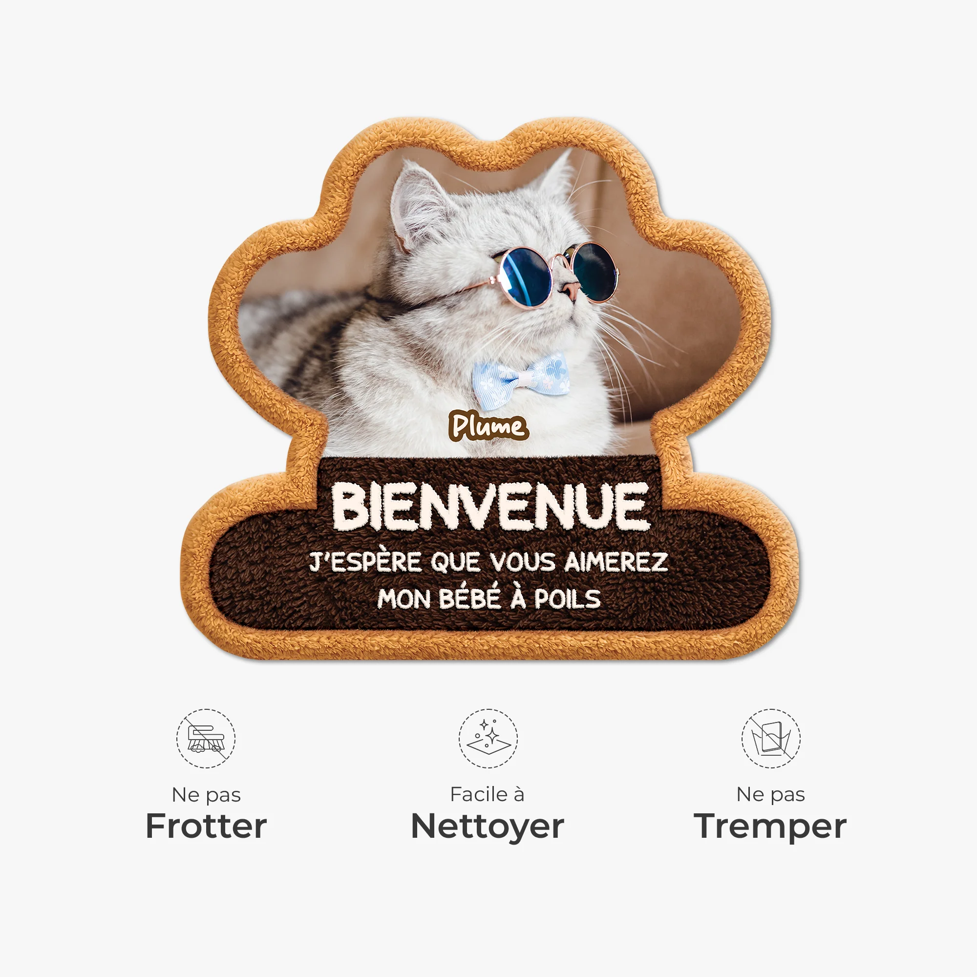 Paillasson Chat Personnalisable Photo À Forme Découpée - Bienvenue - Image 5