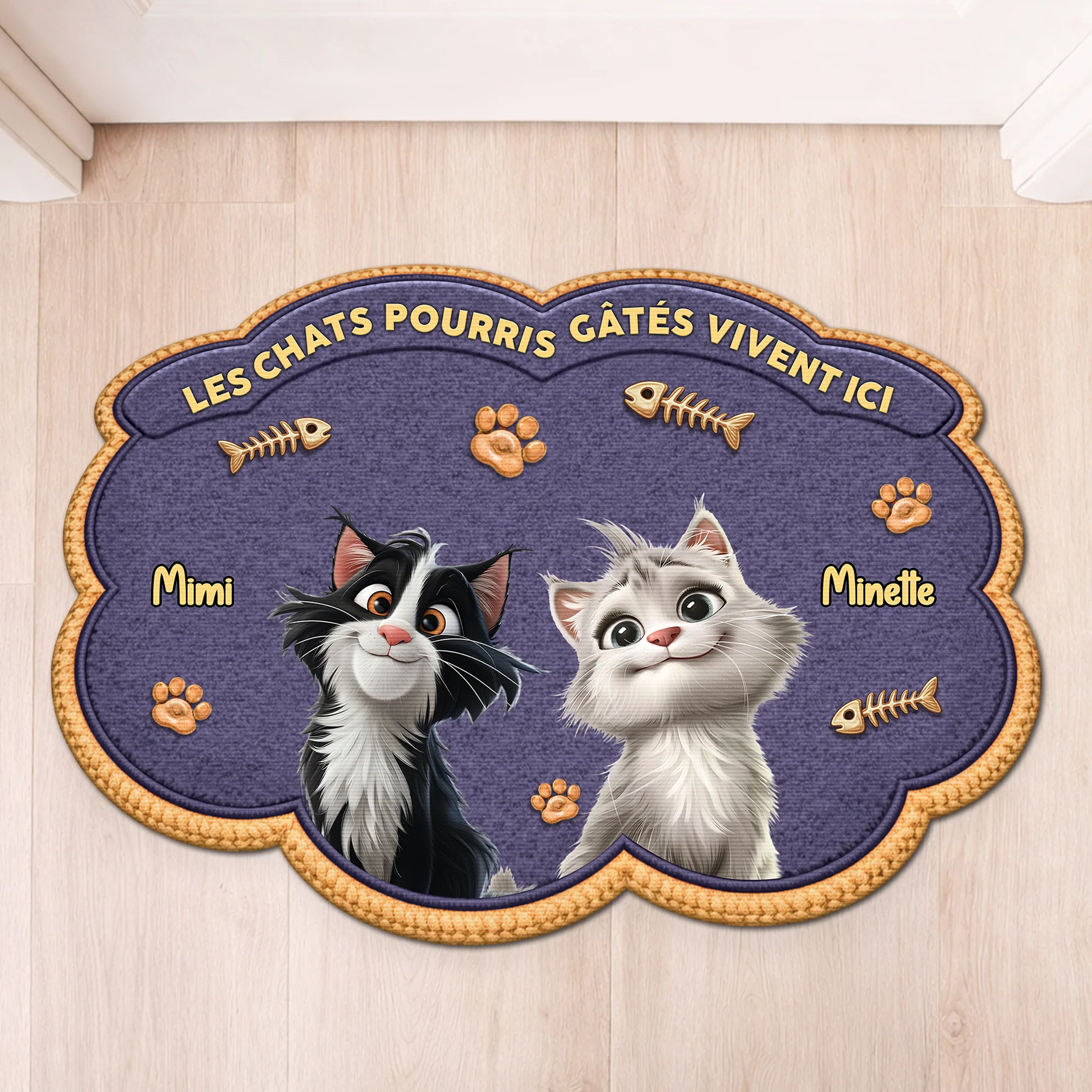 Paillasson Chat Personnalisé À Forme Découpée - Chat Pourri Gâté