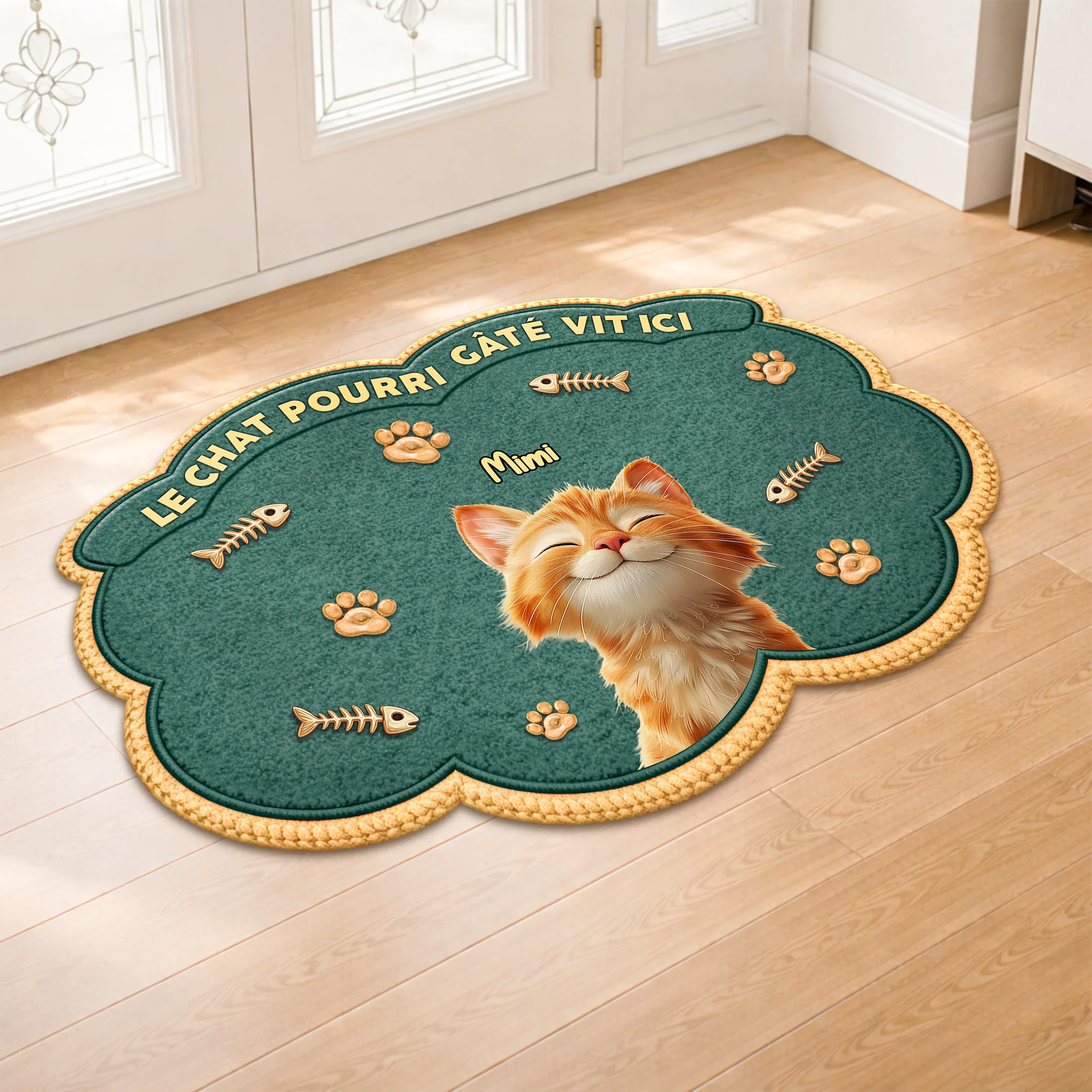 Paillasson Chat Personnalisé À Forme Découpée - Chat Pourri Gâté - Image 2