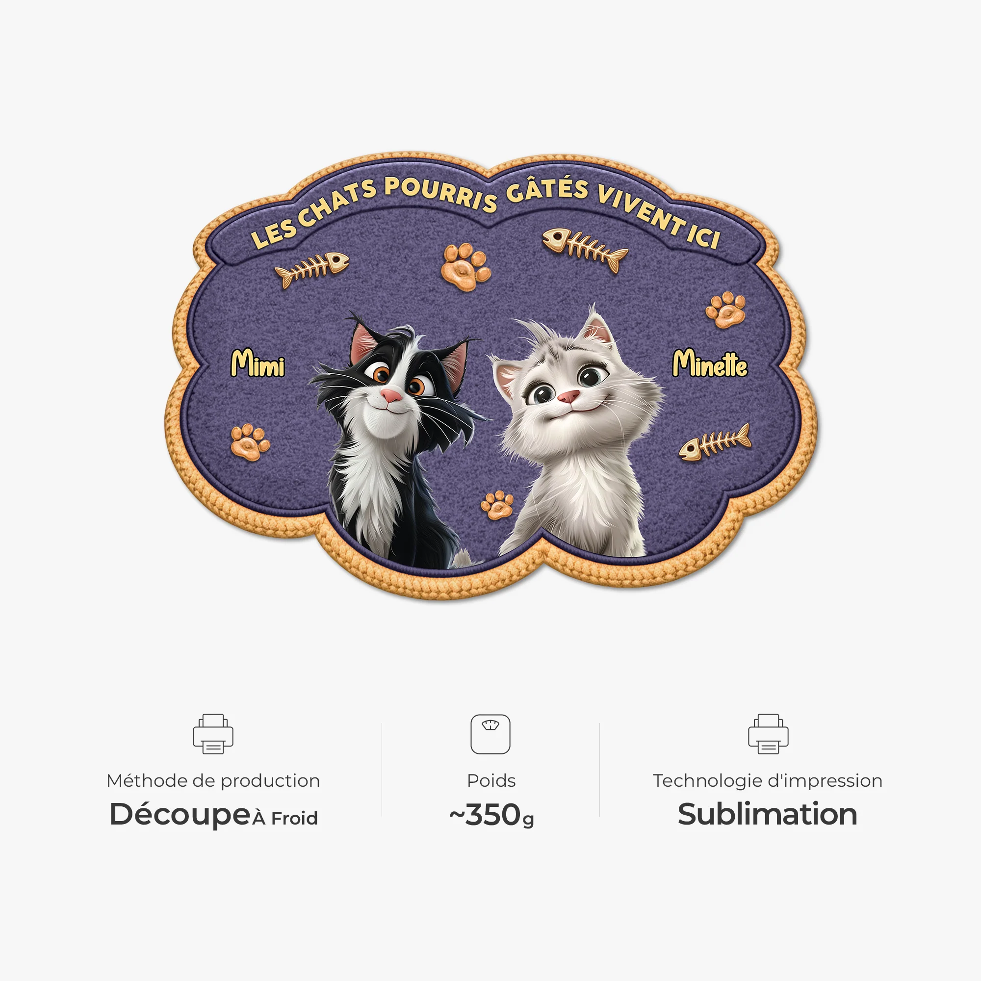 Paillasson Chat Personnalisé À Forme Découpée - Chat Pourri Gâté - Image 4