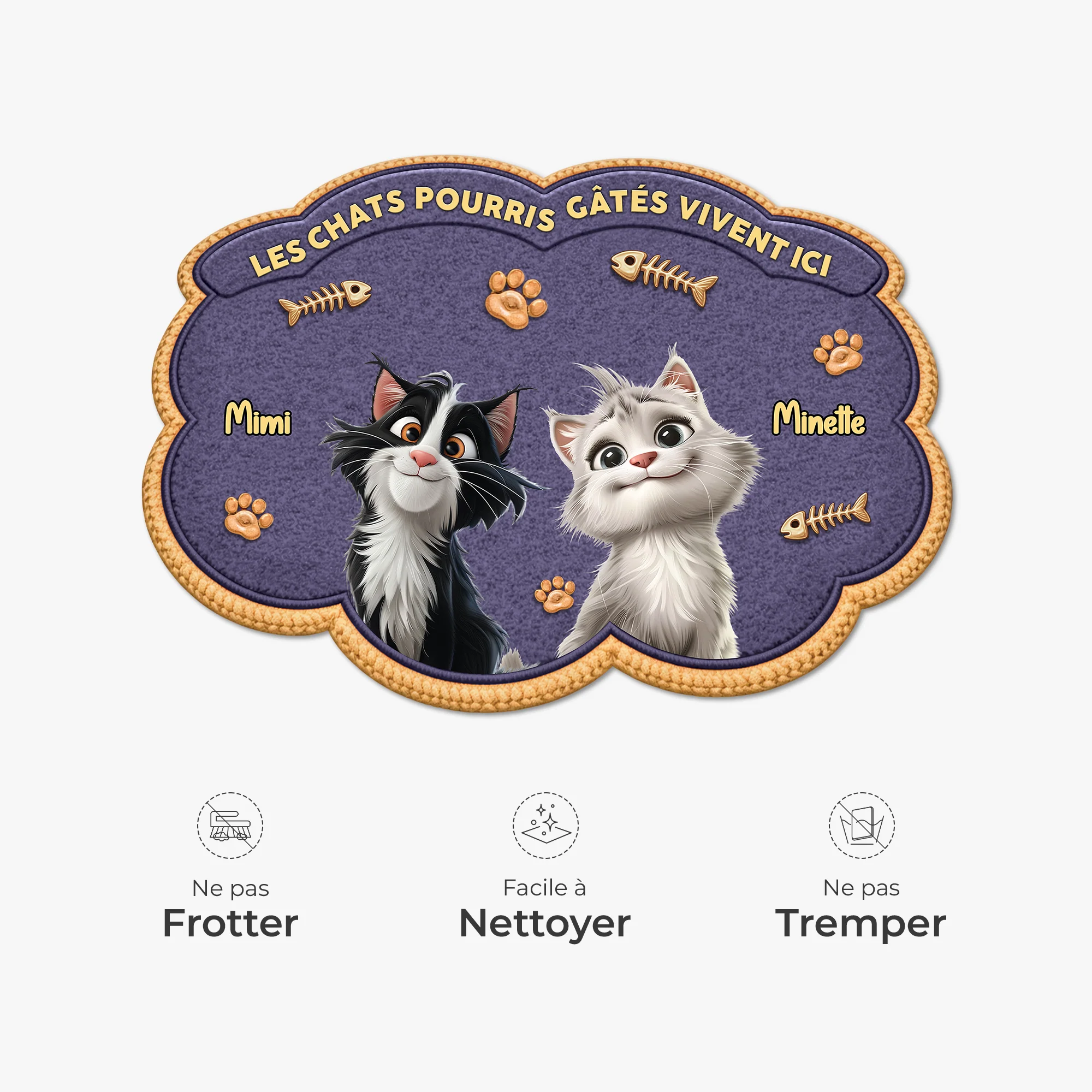 Paillasson Chat Personnalisé À Forme Découpée - Chat Pourri Gâté - Image 5