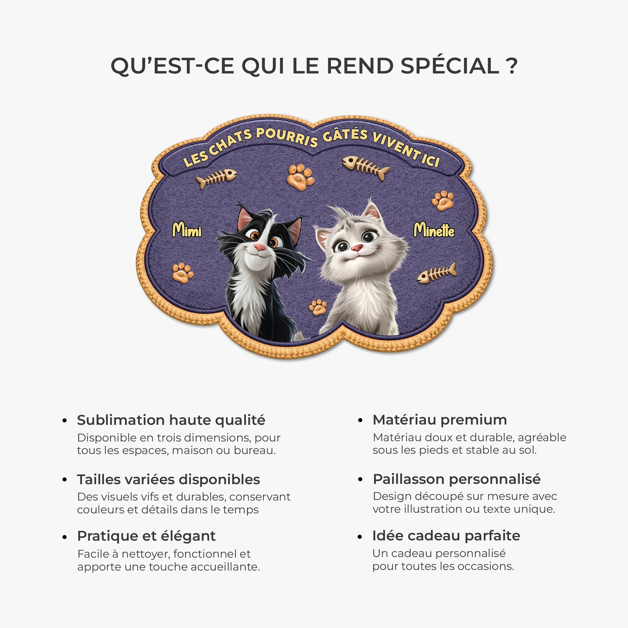 Paillasson Chat Personnalisé À Forme Découpée - Chat Pourri Gâté - Image 6