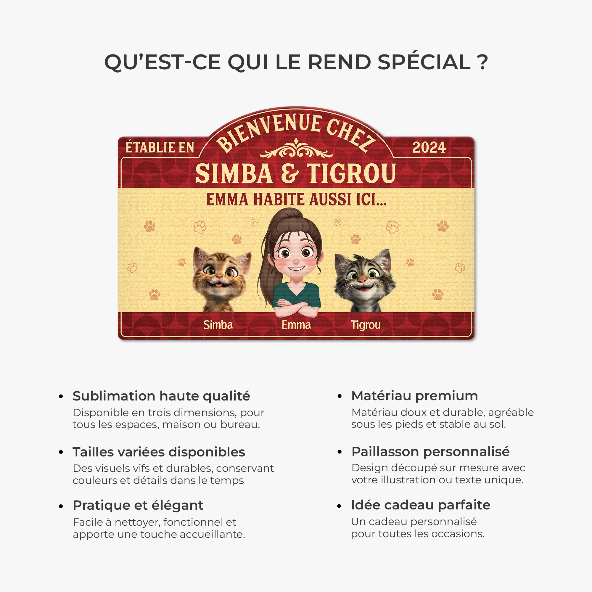 Paillasson Chat Personnalisé À Forme Découpée - Maison De Chat - Image 6