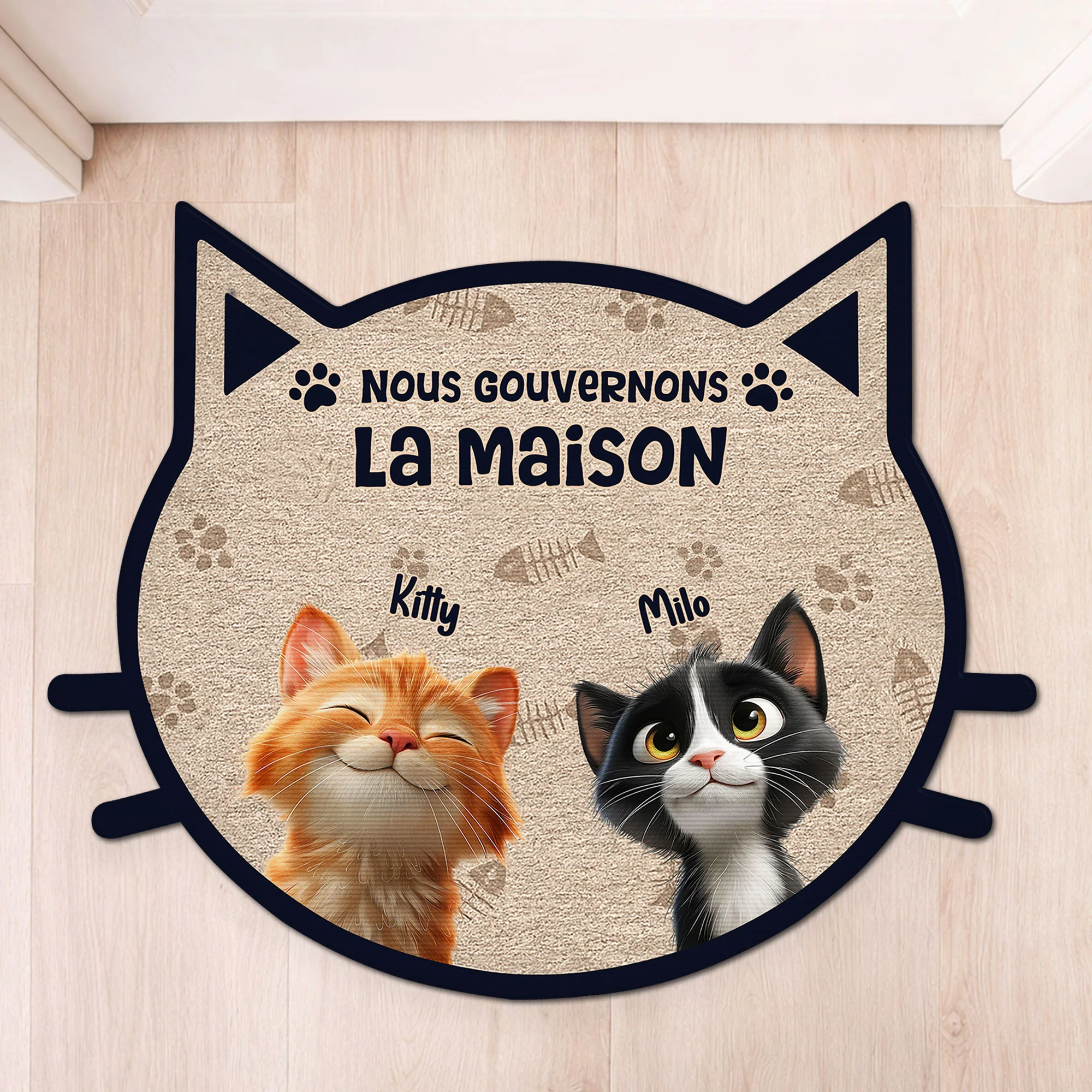Paillasson Chat Personnalisé À Forme Originale - Nous Gouvernons La Maison