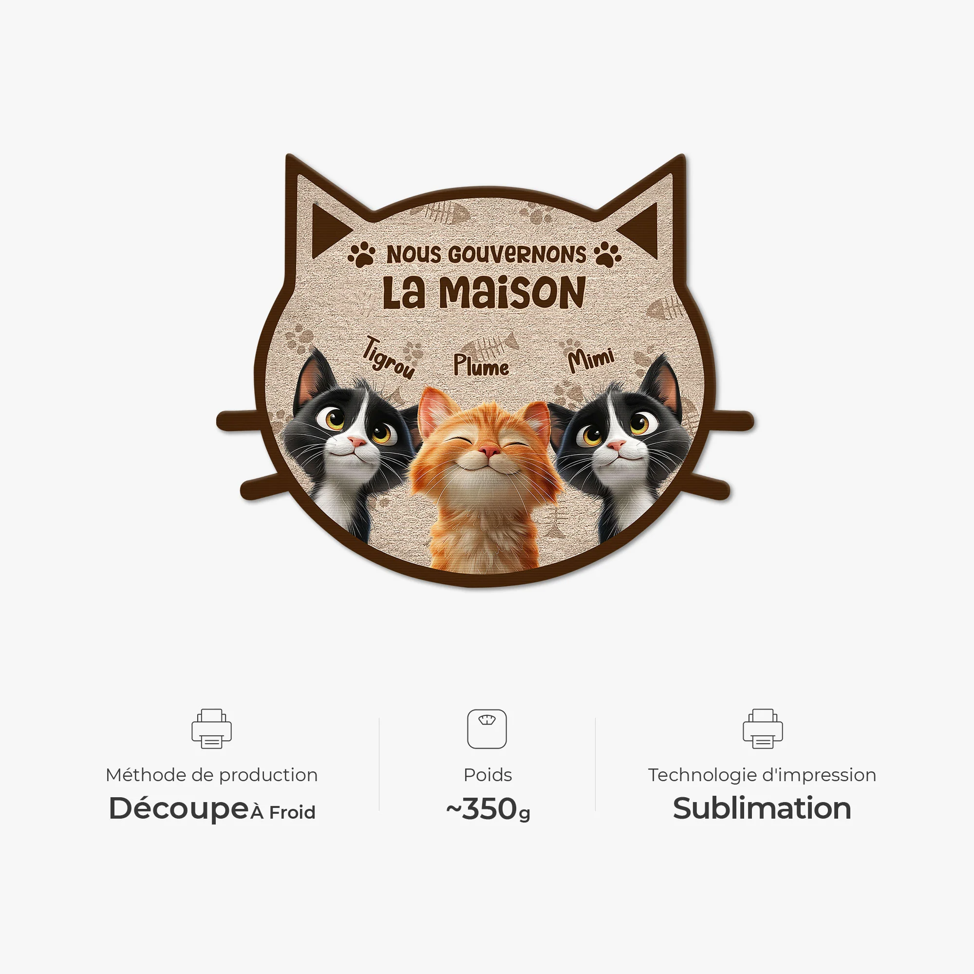 Paillasson Chat Personnalisé À Forme Originale - Nous Gouvernons La Maison - Image 4