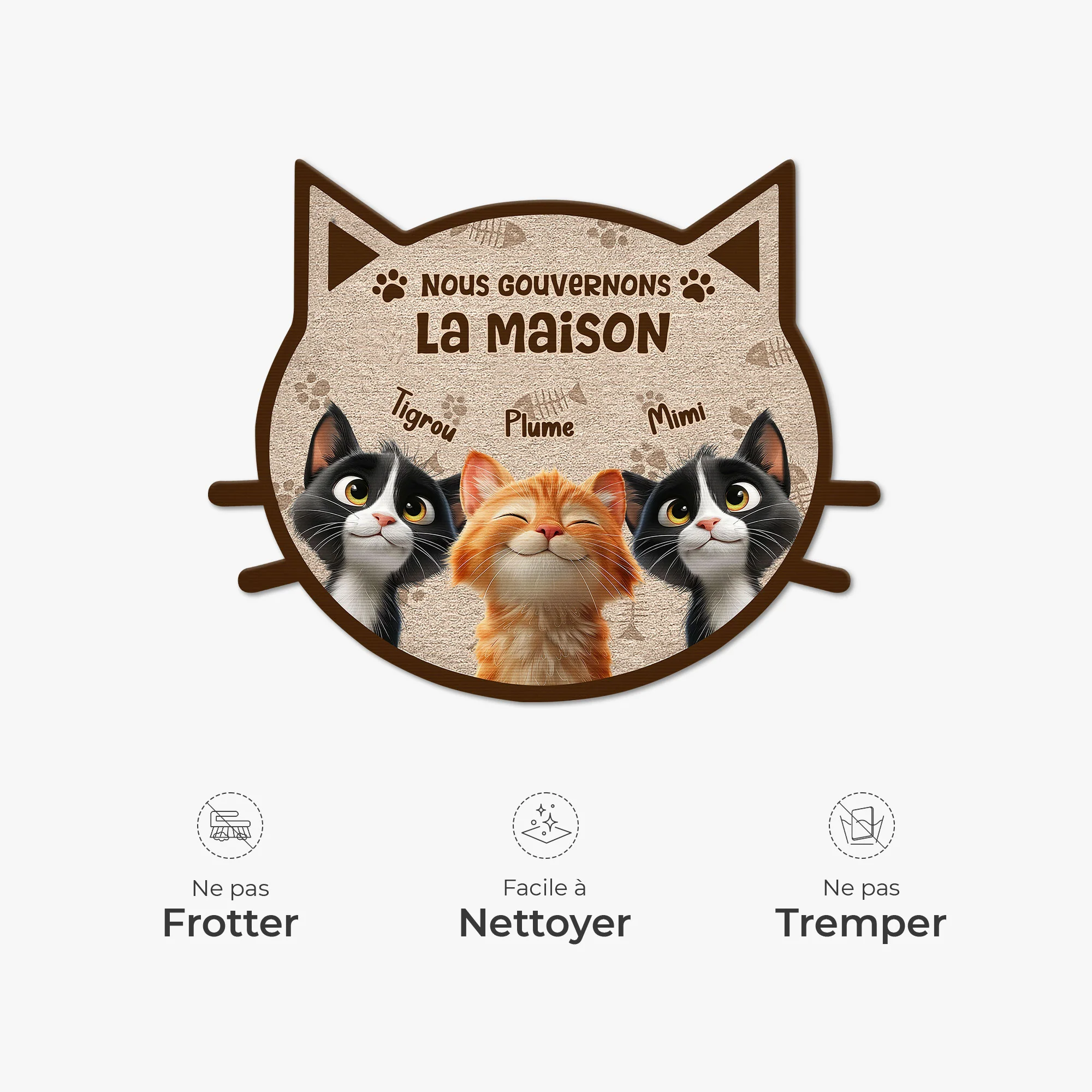 Paillasson Chat Personnalisé À Forme Originale - Nous Gouvernons La Maison - Image 5