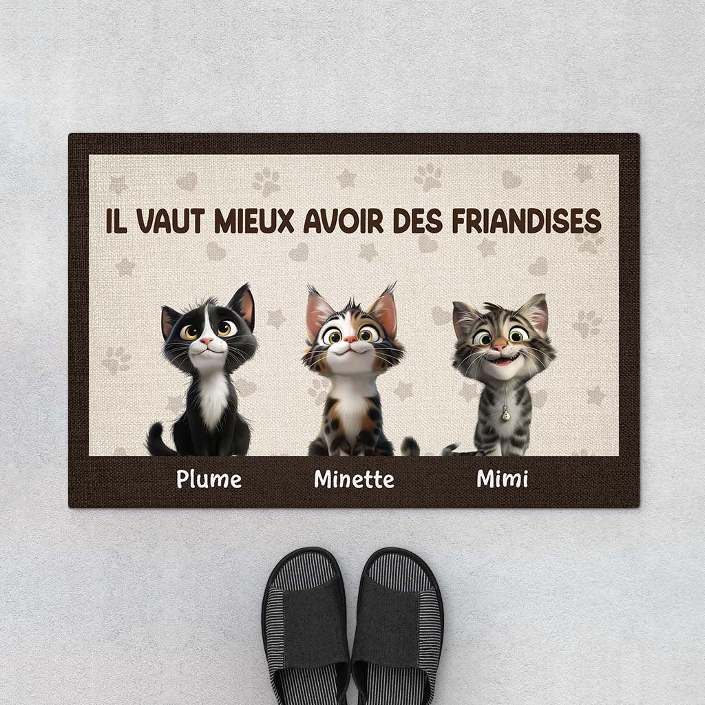 Paillasson Personnalisé Chat – Il Vaut Mieux Avoir Une Friandise