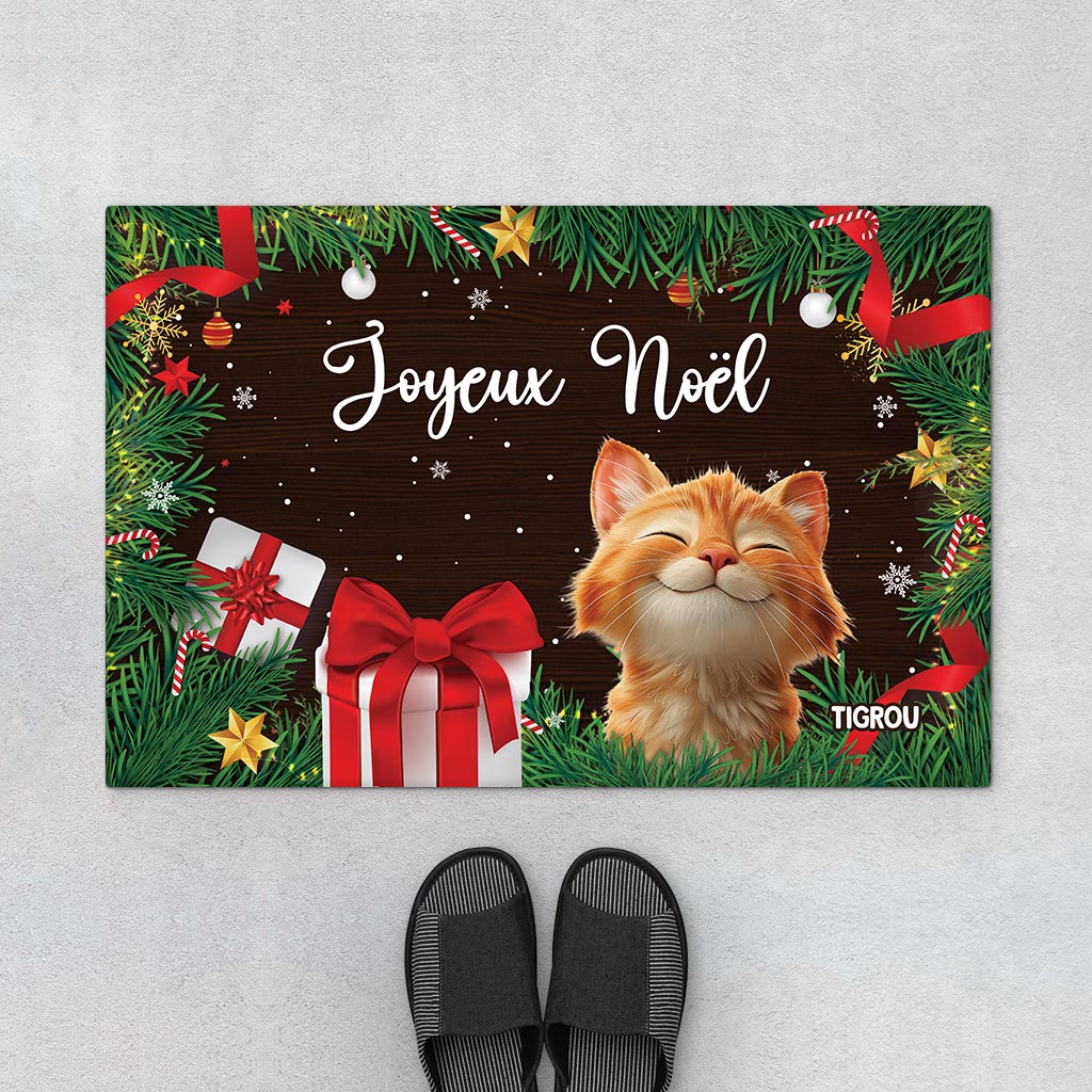 Tapis Personnalisé Chat – Joyeux Noël