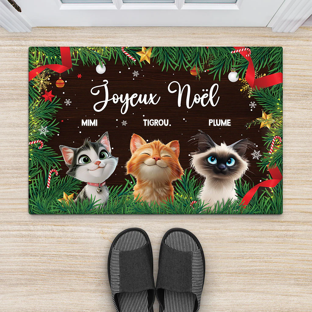 Tapis Personnalisé Chat – Joyeux Noël - Image 2