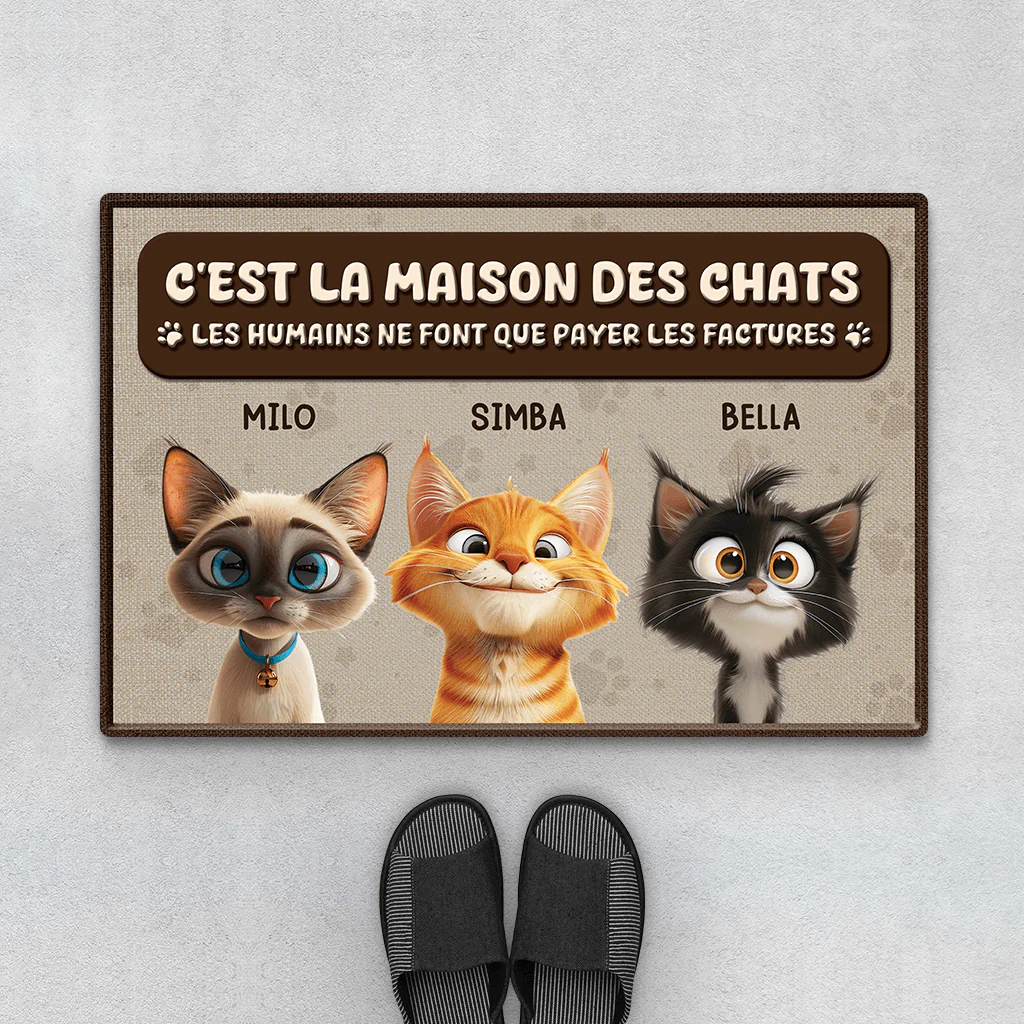 Paillasson Chat Personnalisé - Maison Des Chats