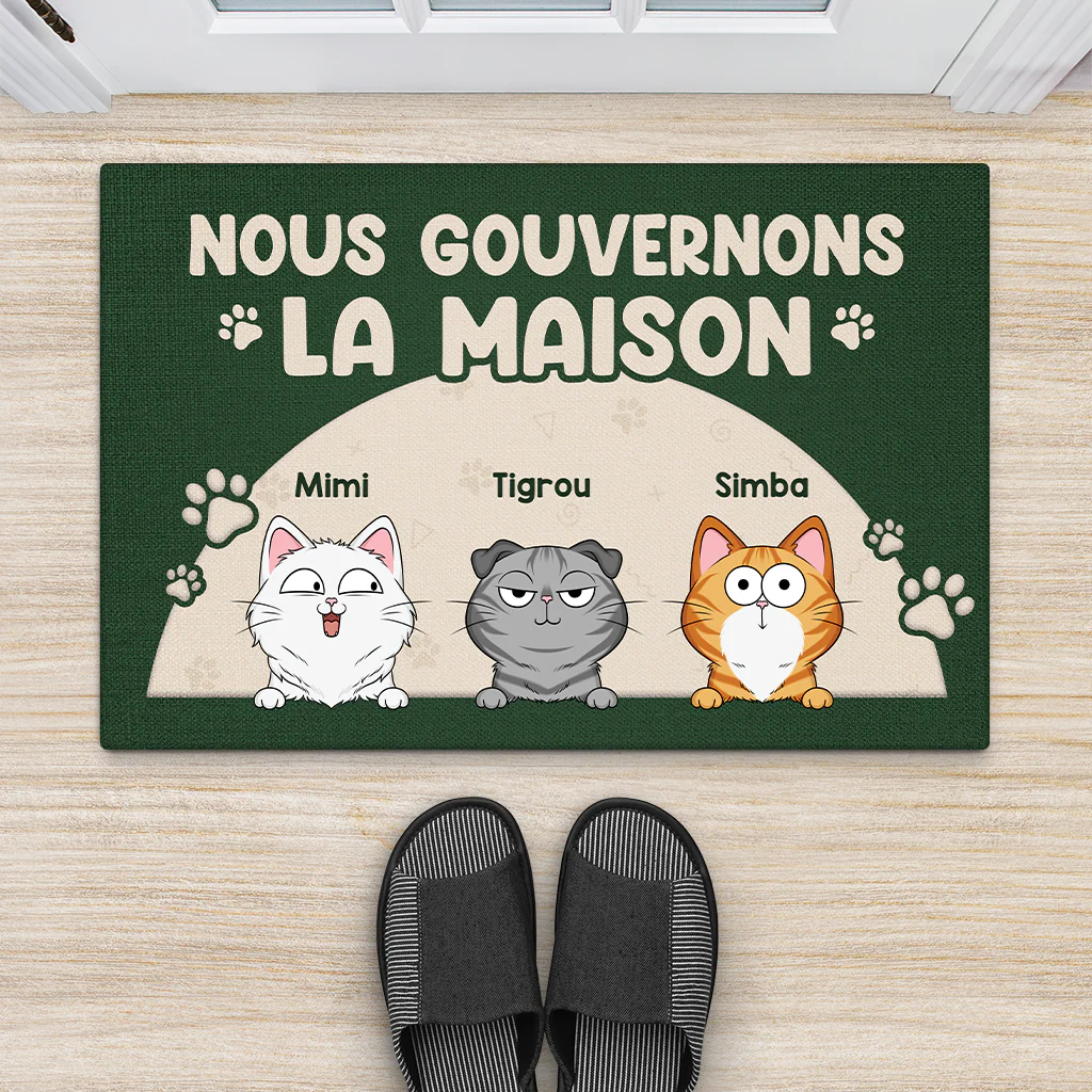 Paillasson Chat Personnalisé - Nous Gouvernons La Maison Version Lune - Image 2
