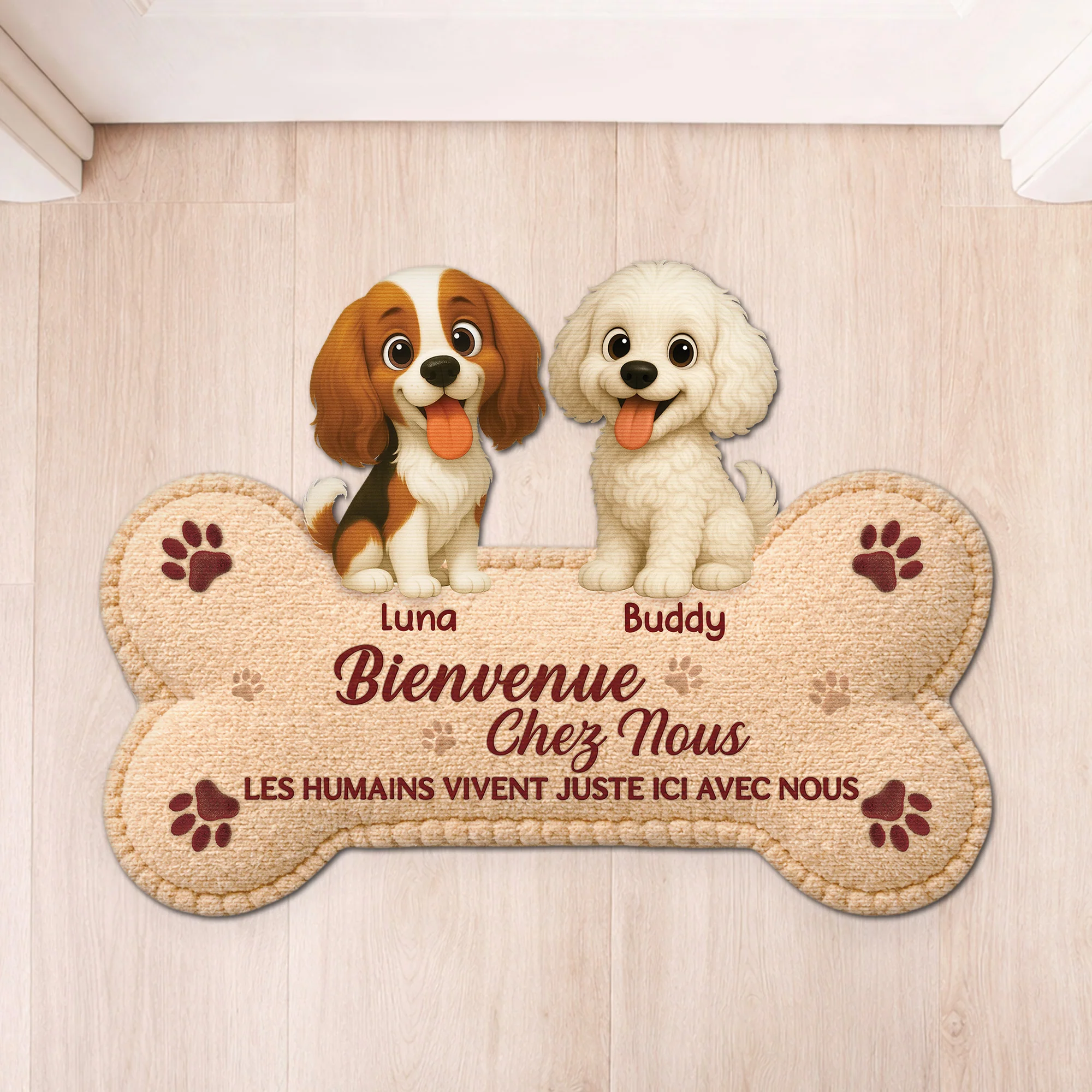 Paillasson Chien Personnalisé À Forme Découpée - Bienvenue Chez Moi