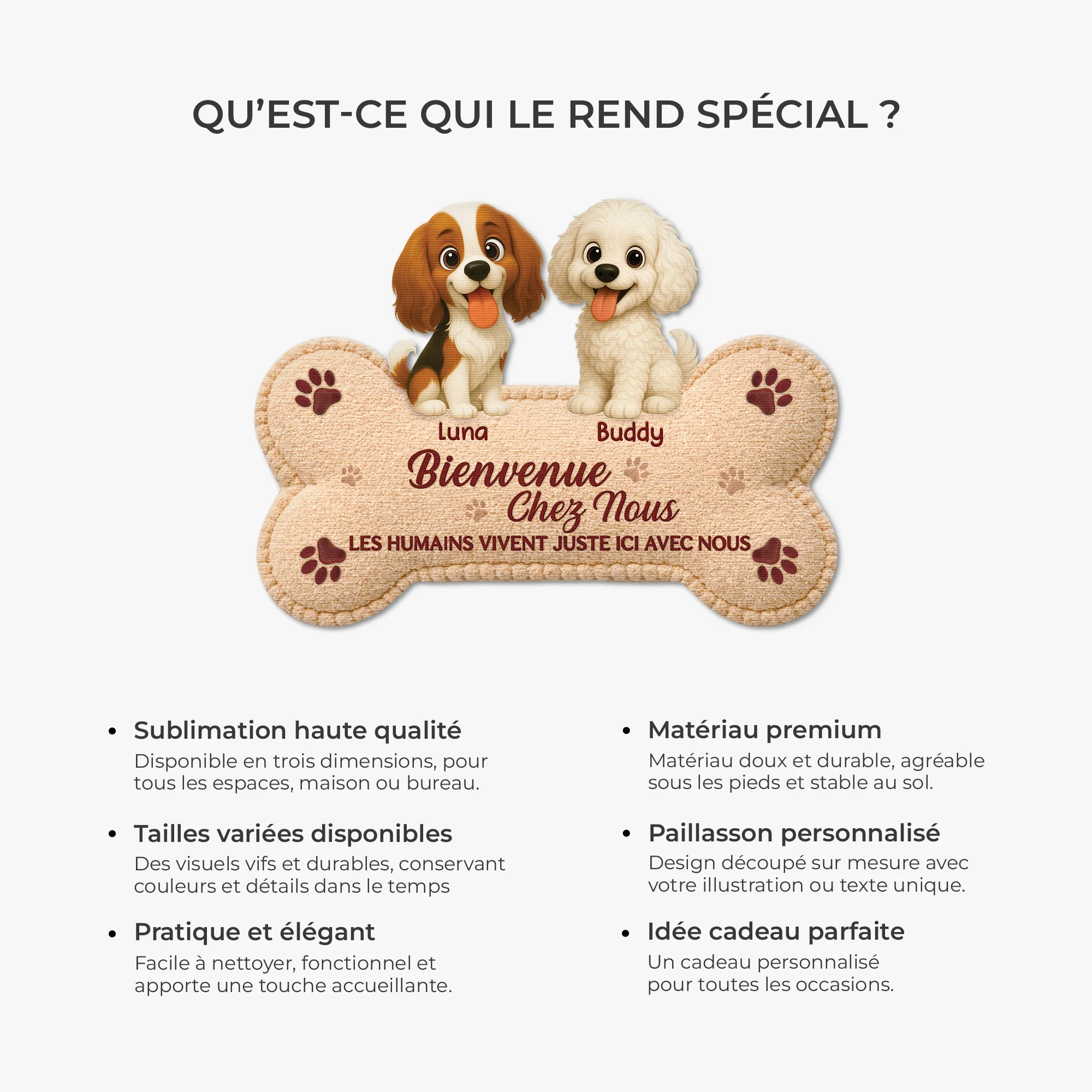 Paillasson Chien Personnalisé À Forme Découpée - Bienvenue Chez Moi - Image 6