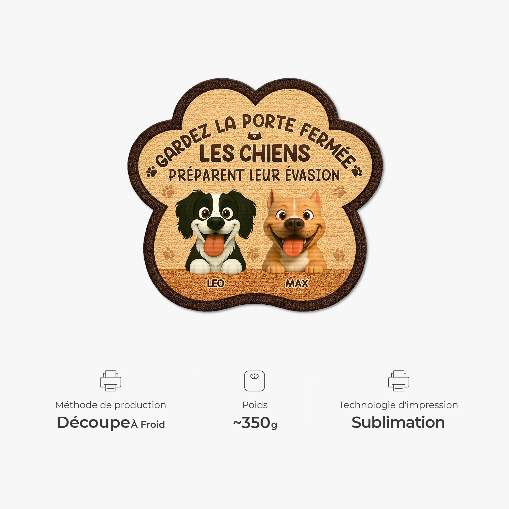 Paillasson Chien Personnalisé À Forme Découpée - Gardez La Porte Fermée - Image 4