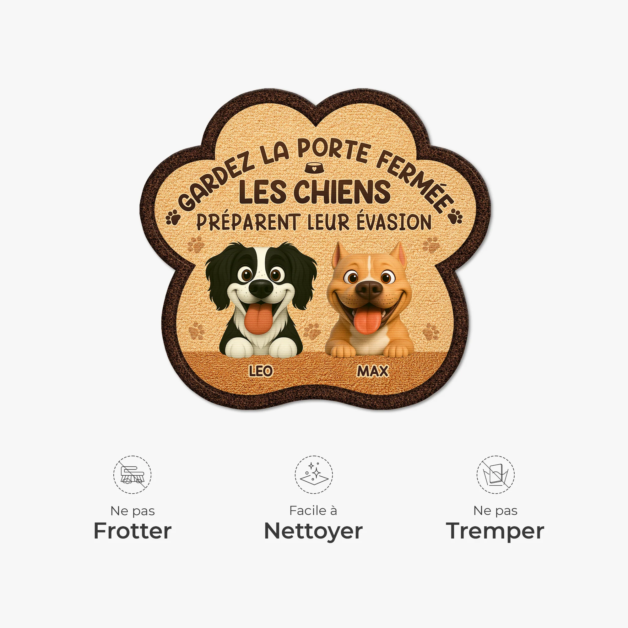 Paillasson Chien Personnalisé À Forme Découpée - Gardez La Porte Fermée - Image 5