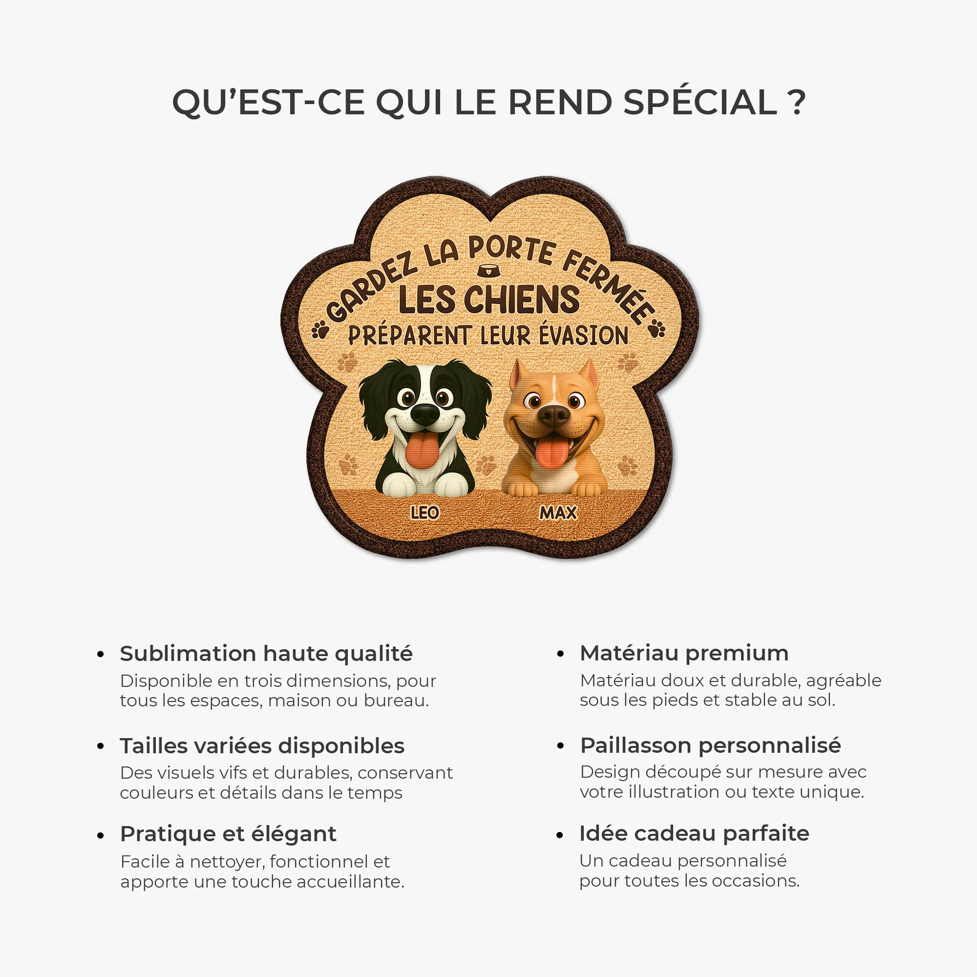 Paillasson Chien Personnalisé À Forme Découpée - Gardez La Porte Fermée - Image 6