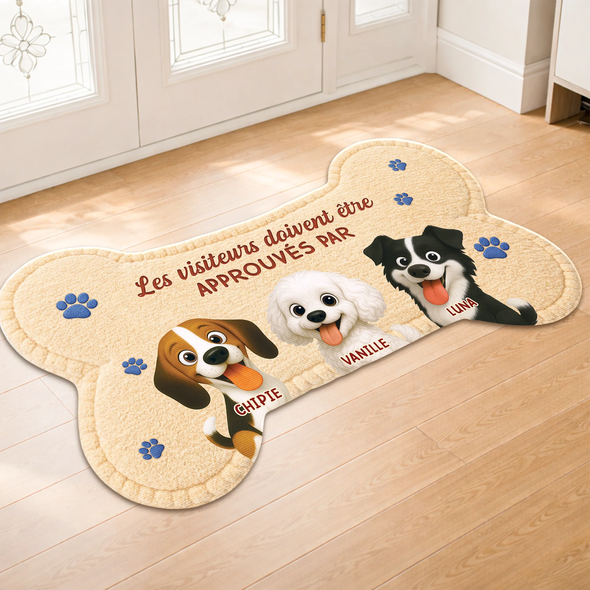 Paillasson Chien Personnalisé À Forme Découpée - Invités Approuvés - Image 2