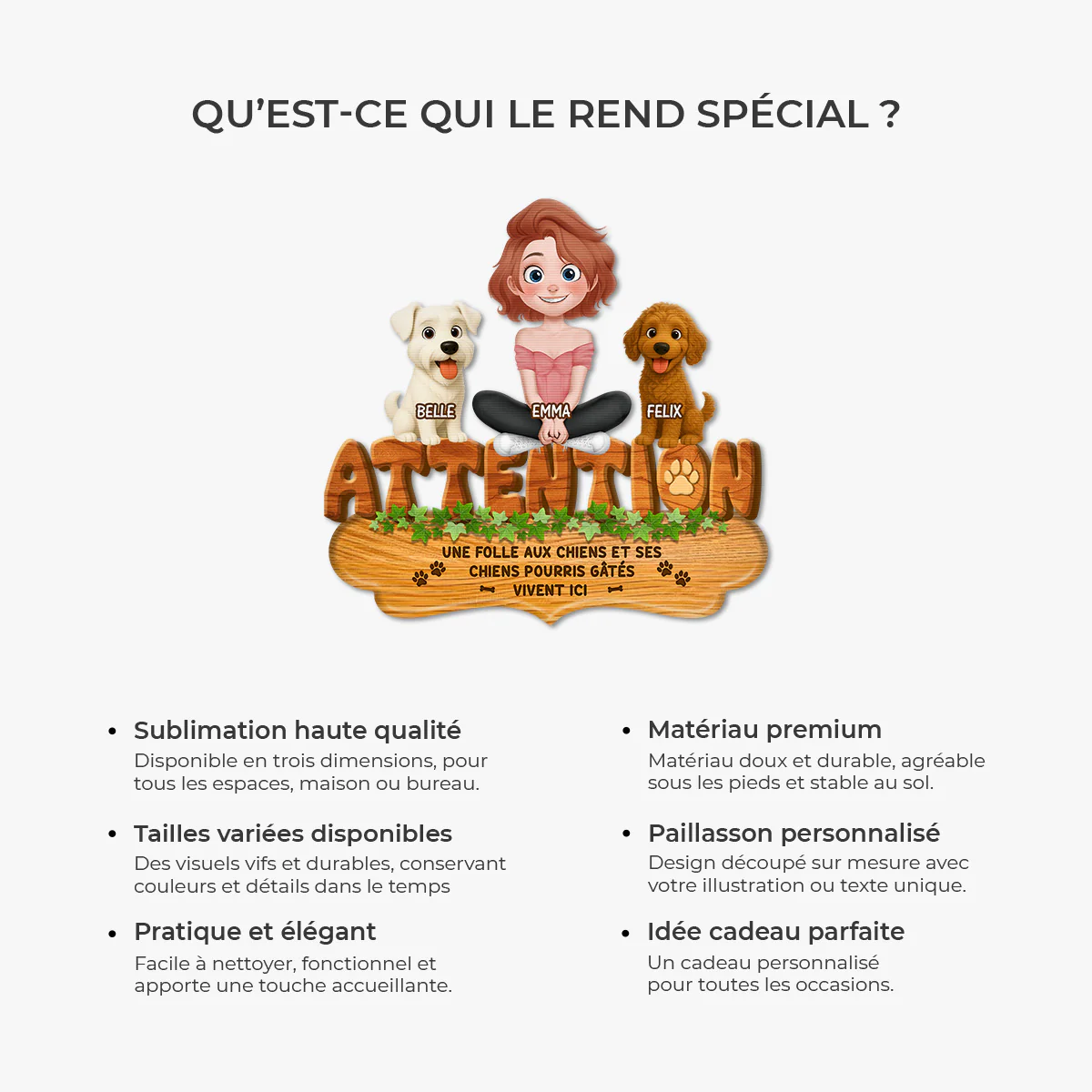 Paillasson Chien Personnalisé À Forme Découpée - Ses Chiens Pourris Gâtés - Image 6