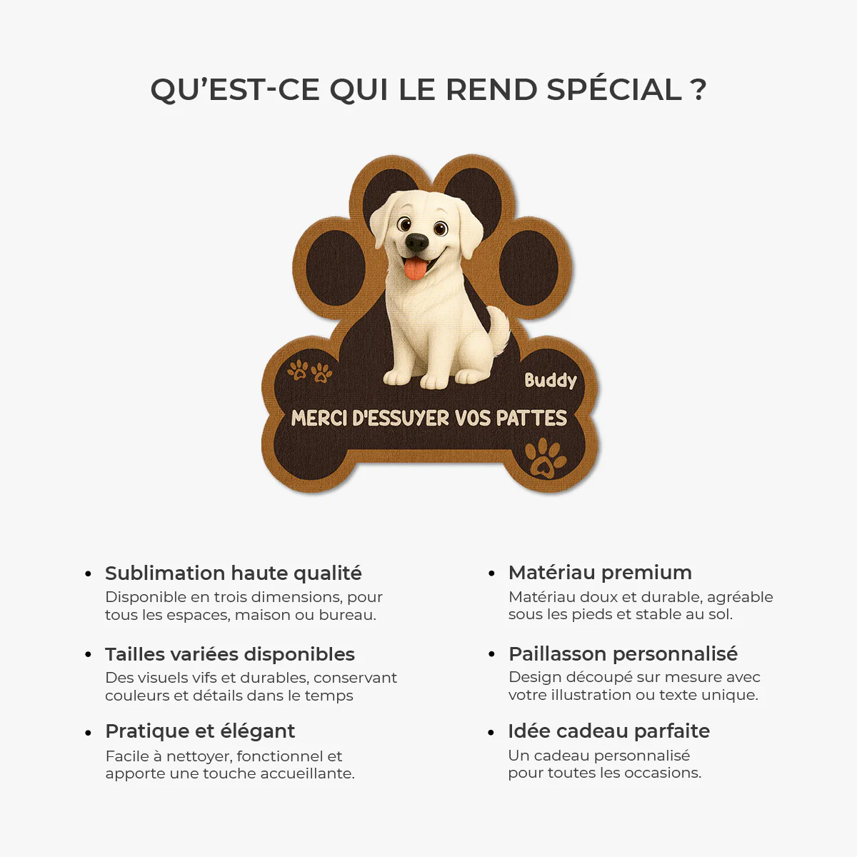 Paillasson Chien Personnalisé À Forme Originale - Essuyez Vos Pattes - Image 6