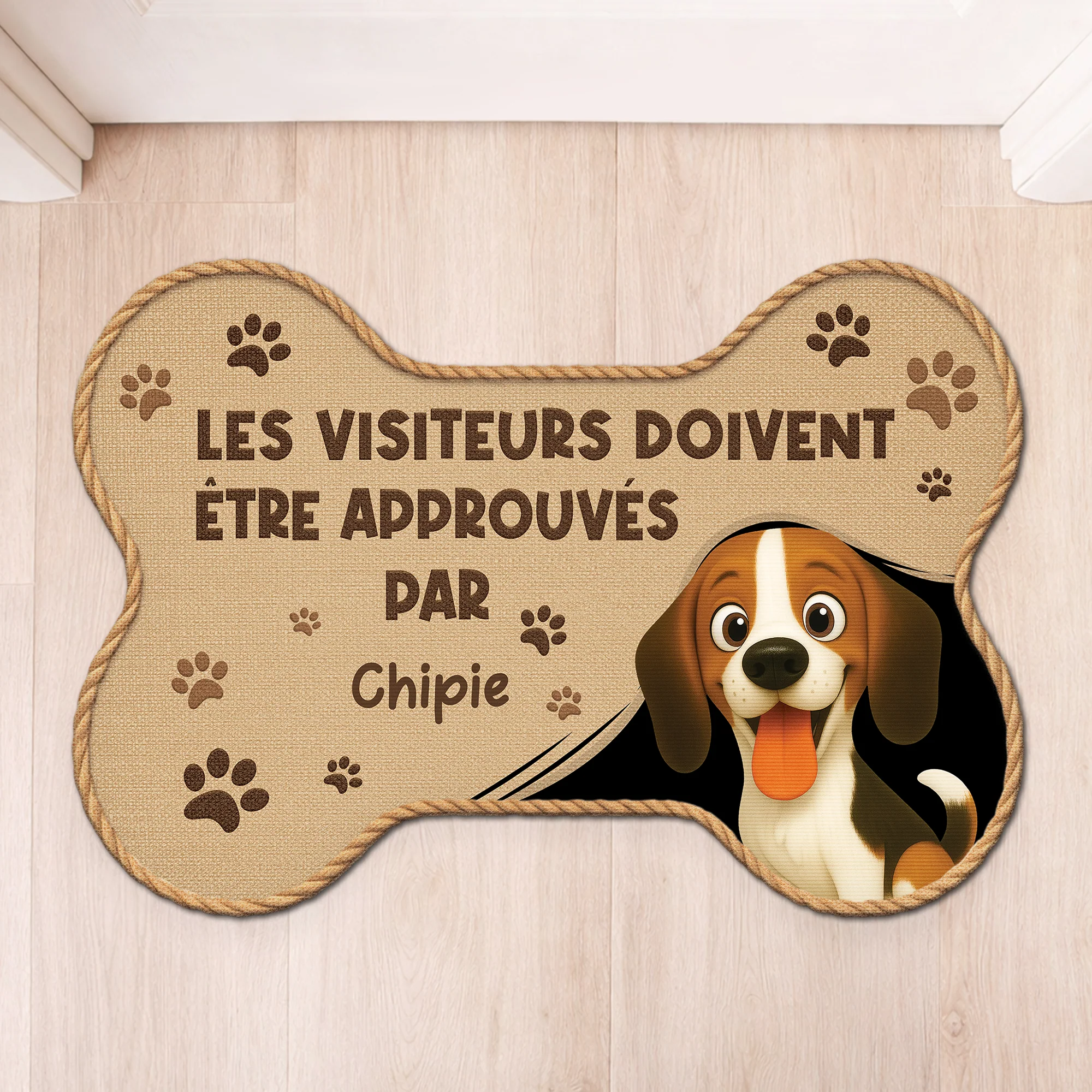 Paillasson Chien Personnalisé À Forme Originale - Visiteurs Approuvés Par Chiens