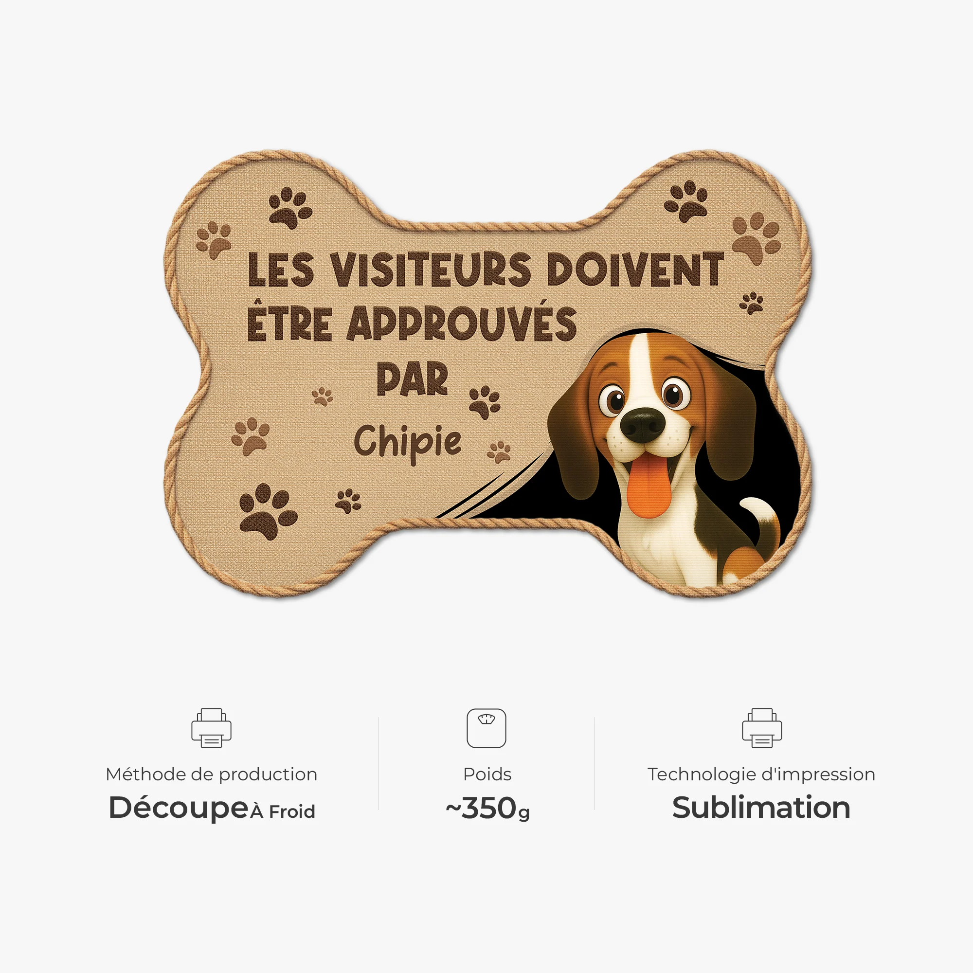 Paillasson Chien Personnalisé À Forme Originale - Visiteurs Approuvés Par Chiens - Image 4