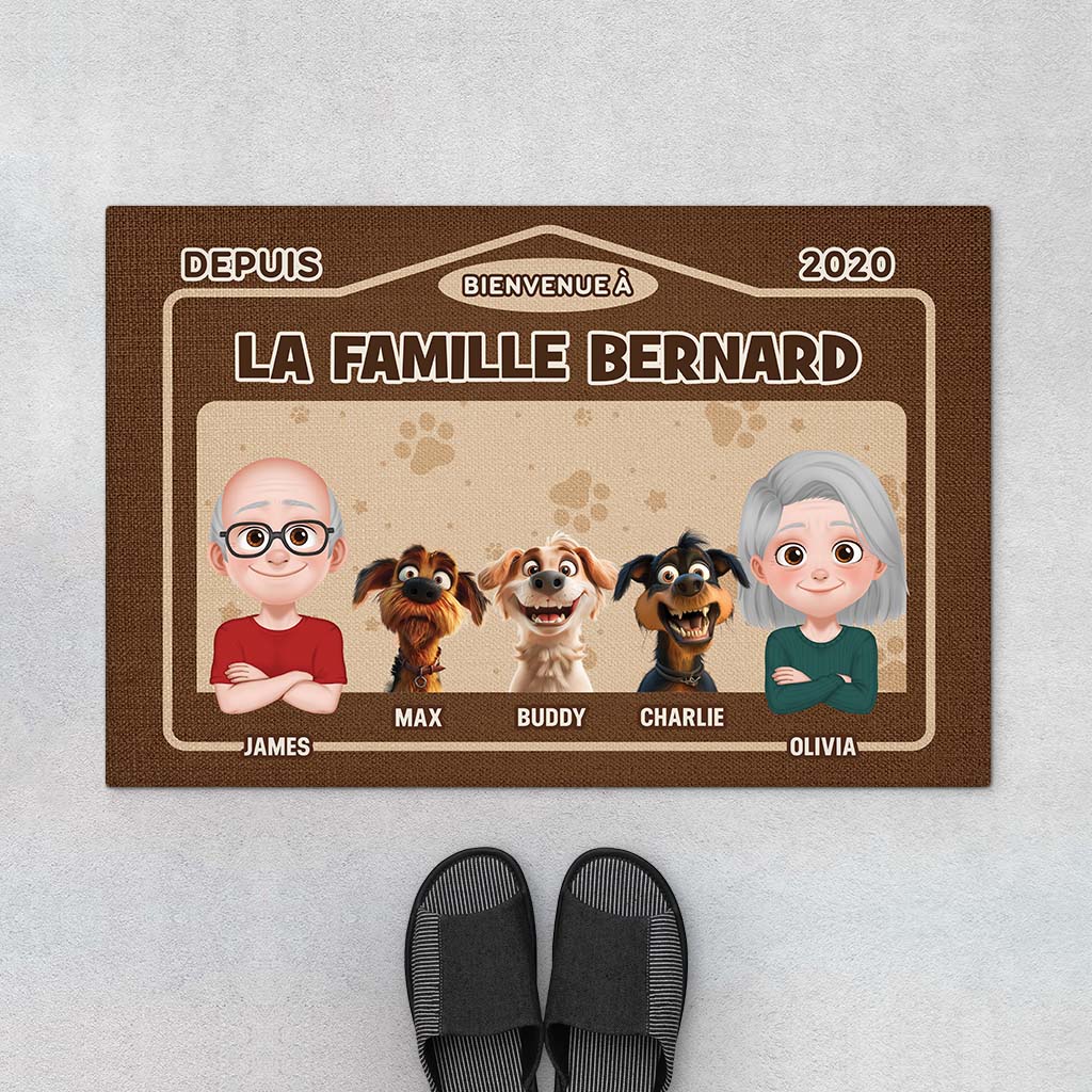 Paillasson Chien Personnalisé – Bienvenue Chez Nous Depuis | Cartoon