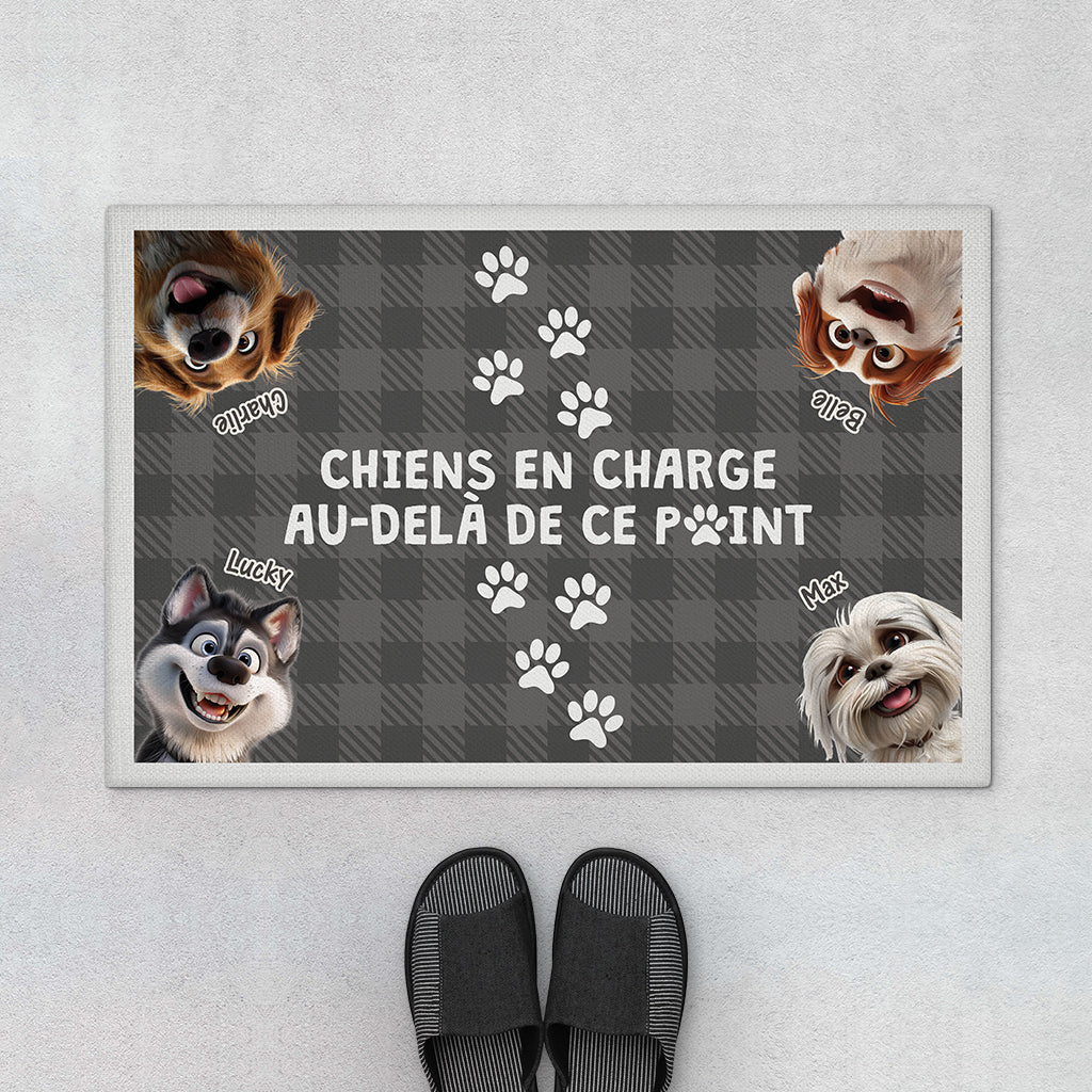 Paillasson chien personnalisé – Chien en charge ici !