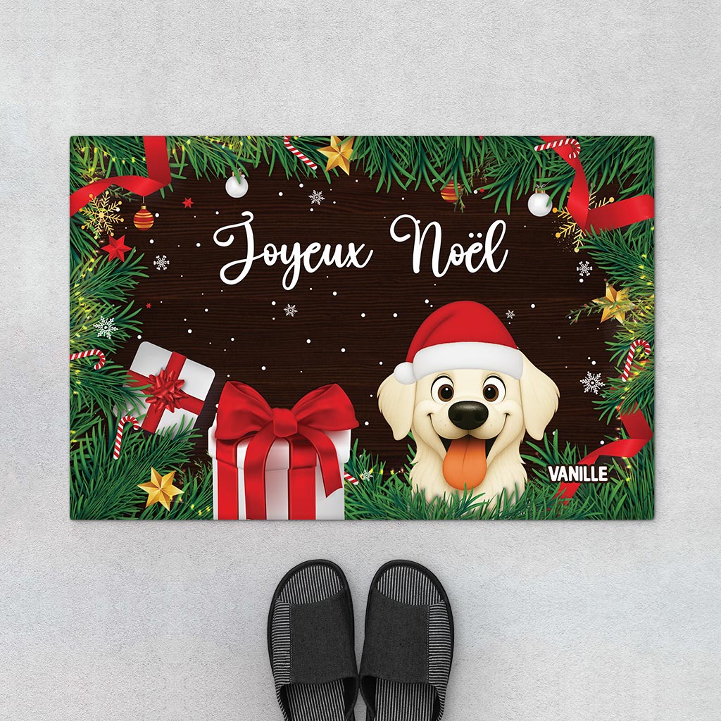 Paillasson Personnalisé Chien – Joyeux Noël
