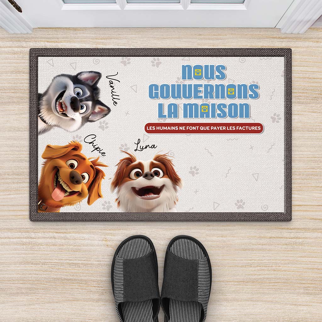 Paillasson Chien Personnalisé – Nous Gouvernons la Maison | Design Humour - Image 2