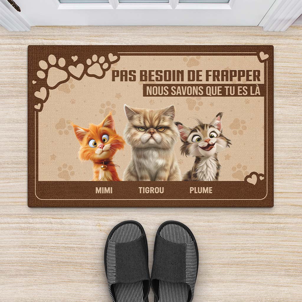 Paillasson Personnalisé Photo Chien – Pas Besoin de Frapper | Cartoon - Image 2