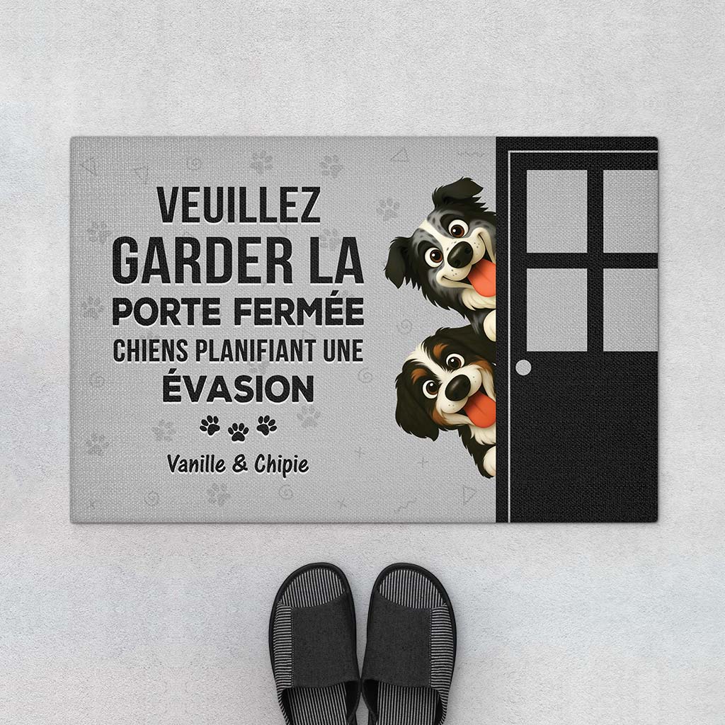 Paillasson Chien Personnalisé - Veuillez Garder la Porte Fermée