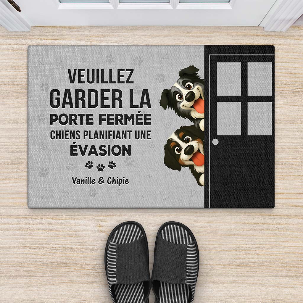 Paillasson Chien Personnalisé - Veuillez Garder la Porte Fermée - Image 2